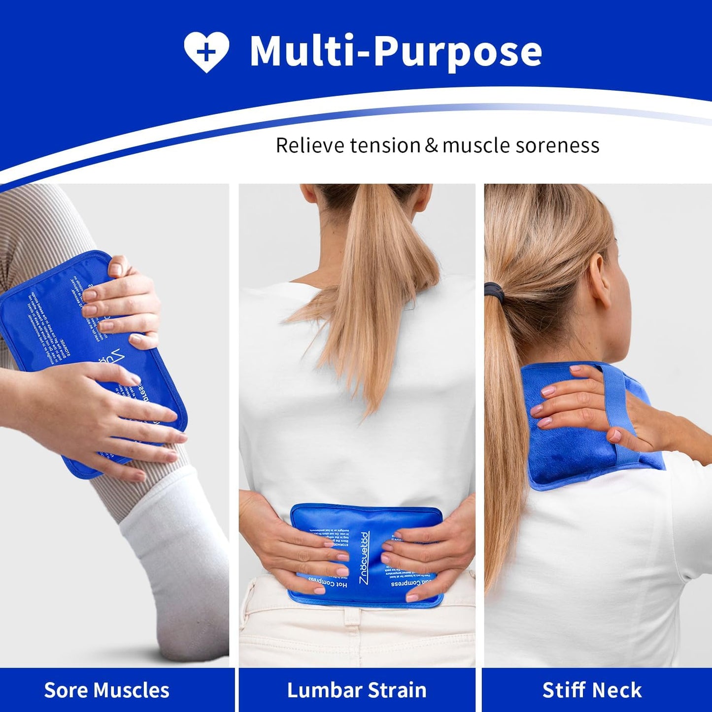 Gel Ice Pack for Injuries Reusable Soft Freezer Ice Bag with Strap- Hot Cold Compress Packs for Swelling Bruises Surgery Knee Shoulder Foot Back Ankle Neck Elbow Wisdom Tooth-1 Pack