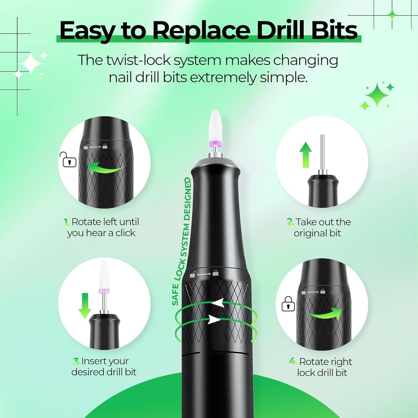 Electric Nail Drill Professional: 40000RPM Electric Nail File Kit E File Nail Drill Machine with LCD Display for Acrylic Gel Nail, Manicure Pedicure Polishing Nail Grinder for Salon Home Use