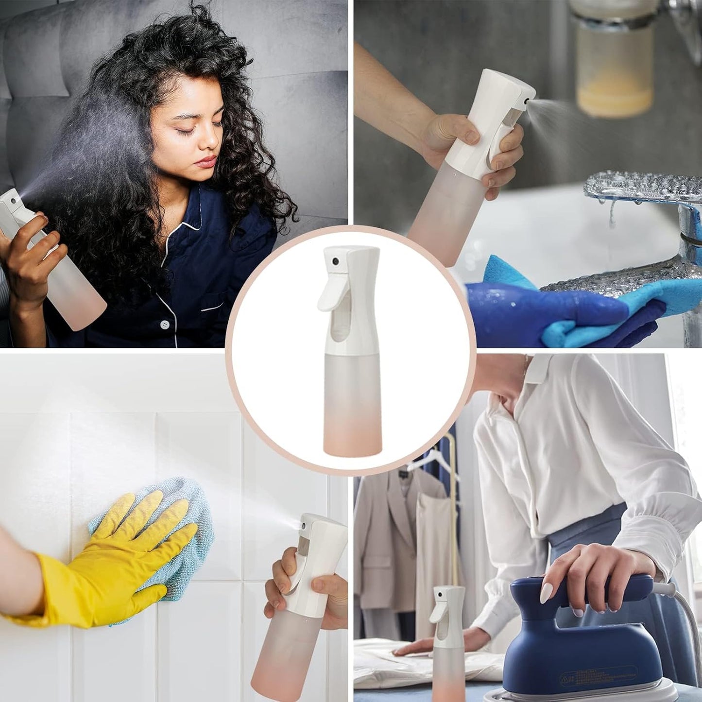 Spray Bottle for Hair (6.8OZ /200ML) Continuous Ultra Fine Mist Sprayer for Hair, Salons, Barber, Plants, Skin Care, Cleaning 1 Pack MATTE PINK