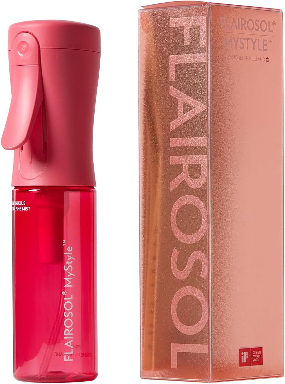 FLAIROSOL MyStyle, Spray Bottle for Hair - Small Travel Spray Bottle, Ultra Fine Continuous Water Mist for Face, Hairstyling, Salon, Cleaning, Beauty, Toners, Hydration & Makeup, 3.04oz / 90ml, Pink