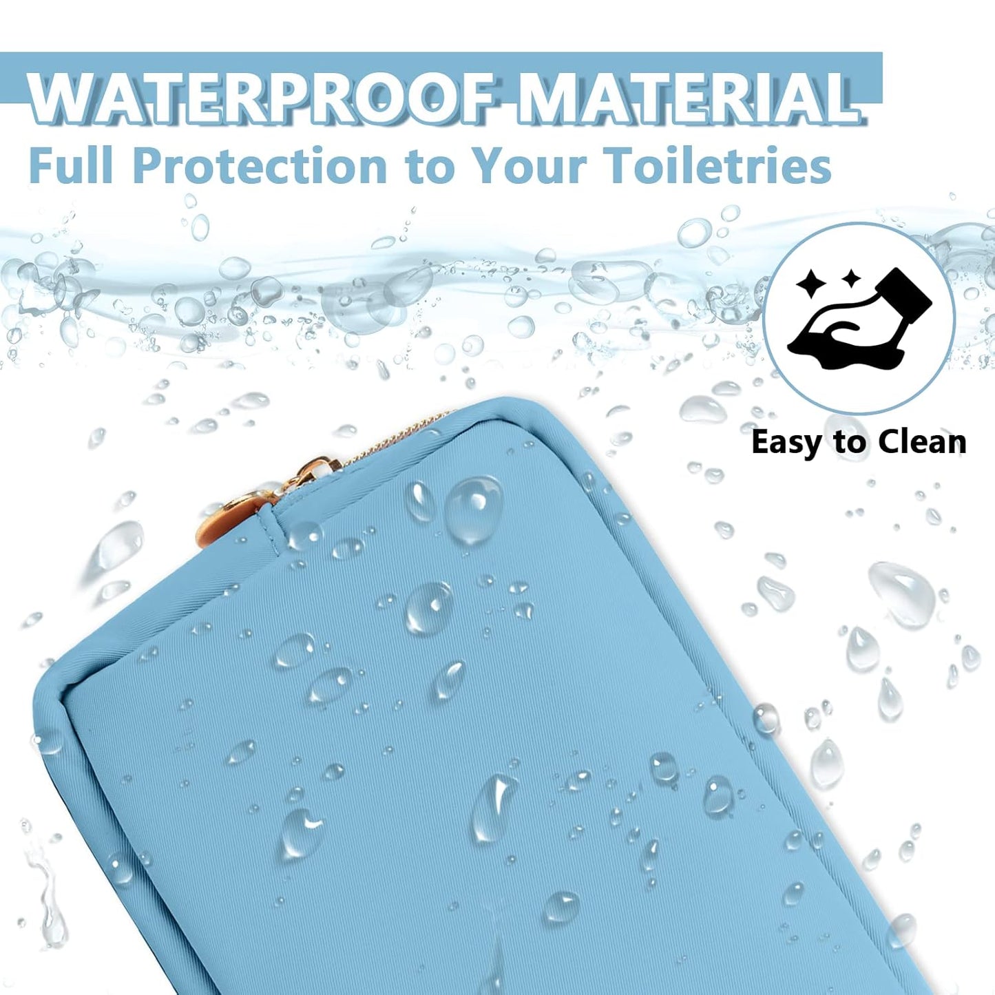 Small Makeup Pouch for Purse, Nylon Travel Toiletry Storage Pouch Cute Preppy Cosmetic Bag for Women Girls, Waterproof Makeup Organizer Skincare Bag Purse with Zipper (Small-Periwinkle)