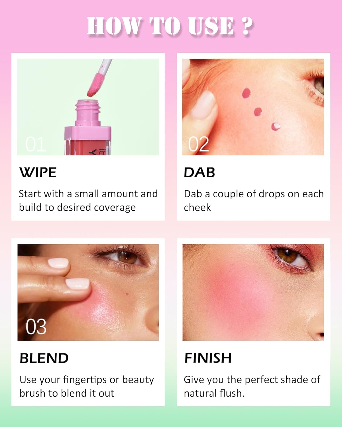 Pink Liquid Blush Oil Clear Liquid Blush for Cheeks, Waterproof Liquid Blush Oil Moisturizing Tinted Blush Stick, Long Lasting Blendable Highly Pigmented Cheek Tint, Christmas Makeup Gift for Women