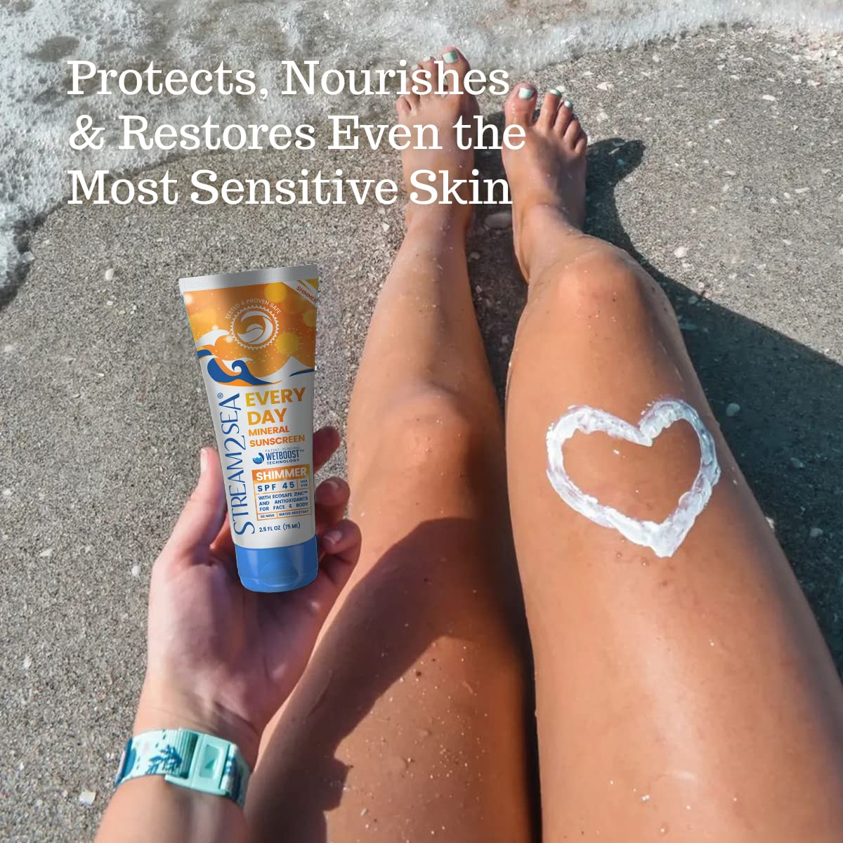 SPF 45 Every Day Shimmer Mineral Sunscreen | 2.5 Fl Oz Biodegradable, Paraben Free & Reef Safe Sunscreen | Non-Greasy, Lightweight & Shimmer Mineral Protection Against UVA & UVB for Face & Body