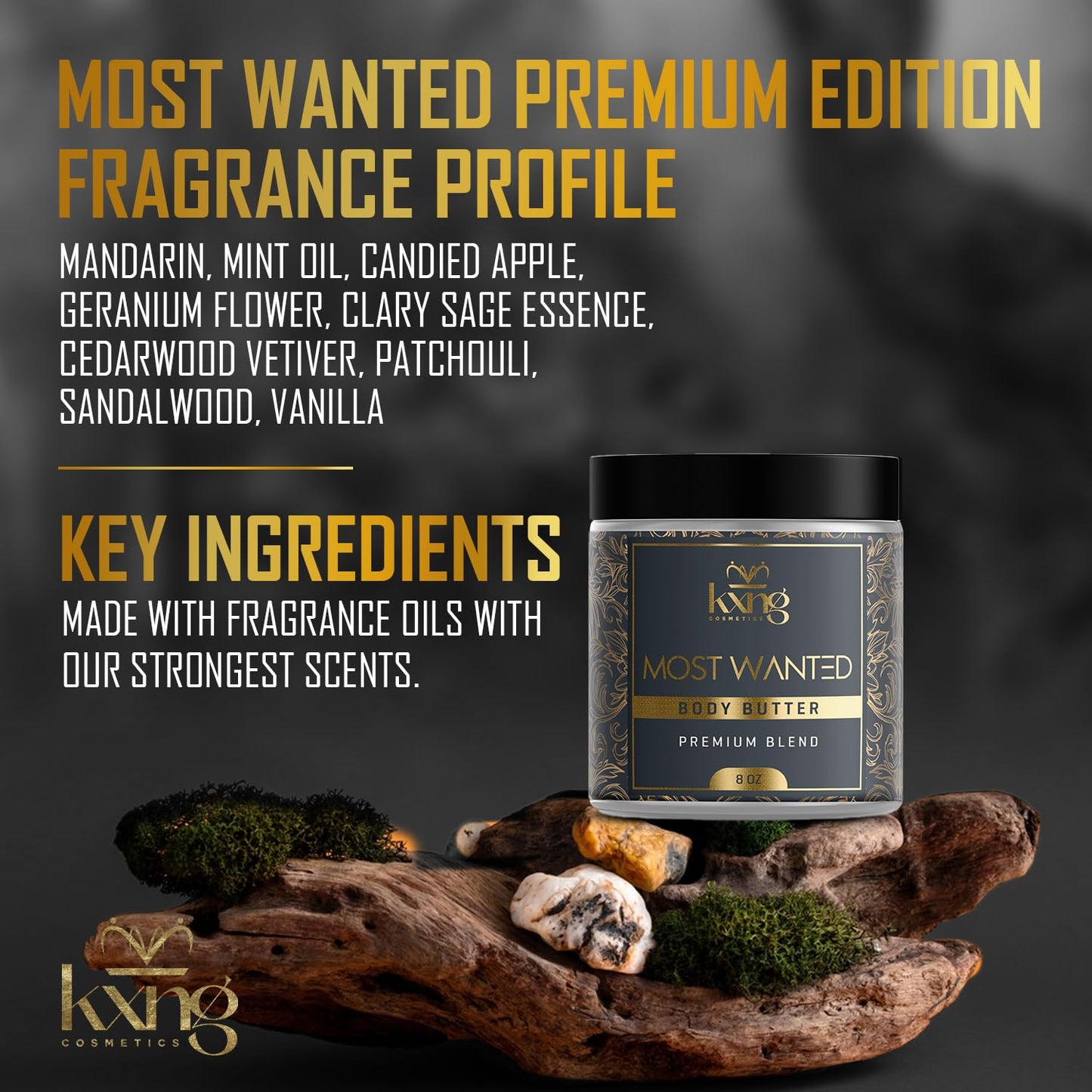 KXNG Cosmetics, Body Butter, Organic Skin Care for Men and Women, Body Moisturizer Lotions and Creams, Raw Shea Butter, Cocoa Butter, Mango, Coconut Oil, Hand, Foot, All Skin Types (Most Wanted XL)