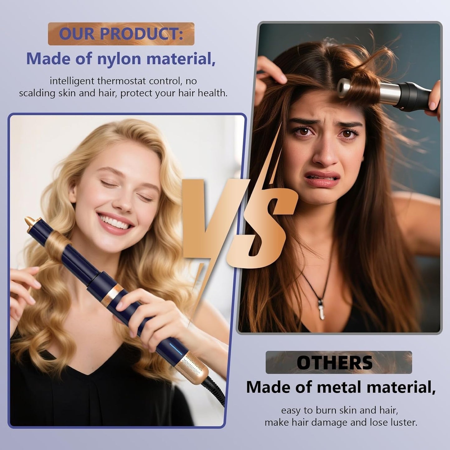 T-GOGO Hair Dryer Brush Professional: 6 in 1 Hot Air Hair Styler & Dryer Set, Powerful Hair Air Curling Iron High-Speed Negative Ionic Blow Dryer, Auto-Wrap, No Heat Damage (Yellow)