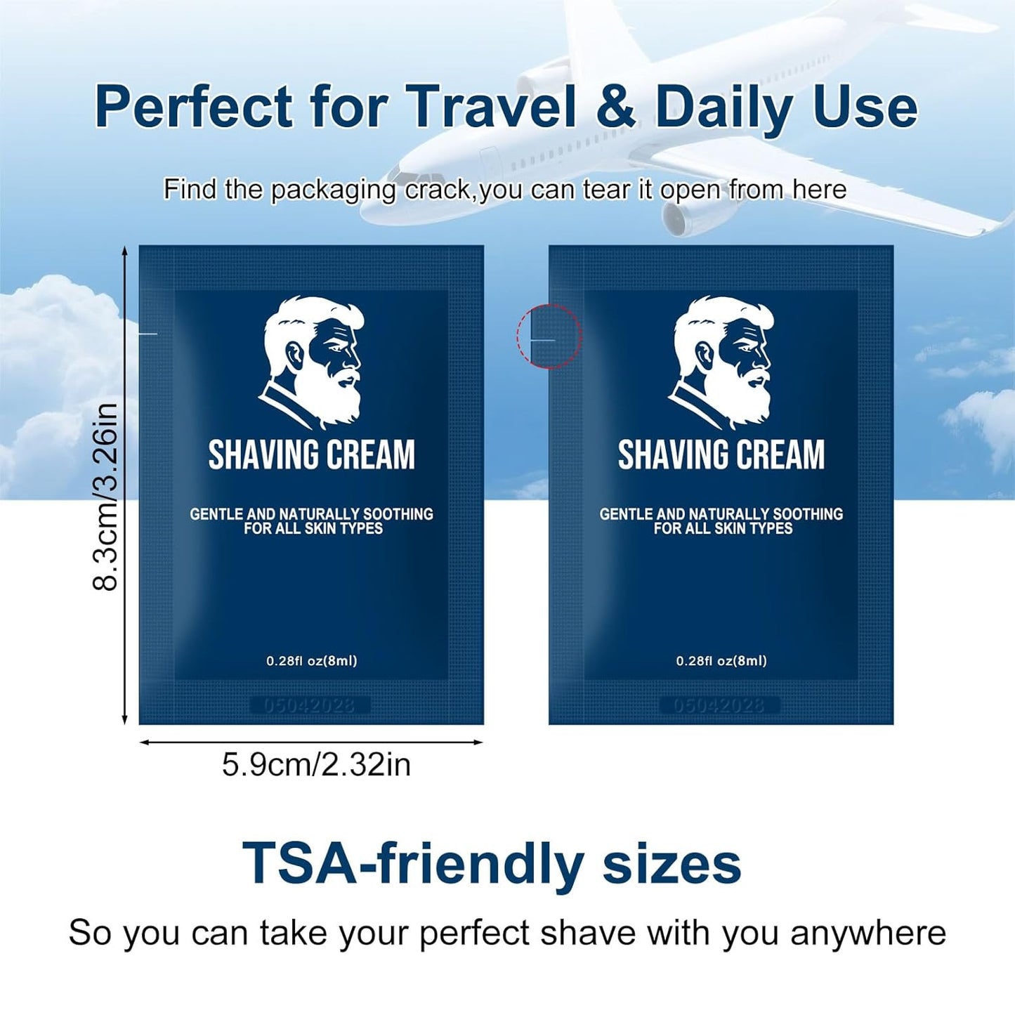 Shaving Cream Bulk Travel,8ml/0.28 oz Travel Shave Cream Disposable Shaving Cream in Bulk for Hotel Homeless （Jasmine，pack of 200)