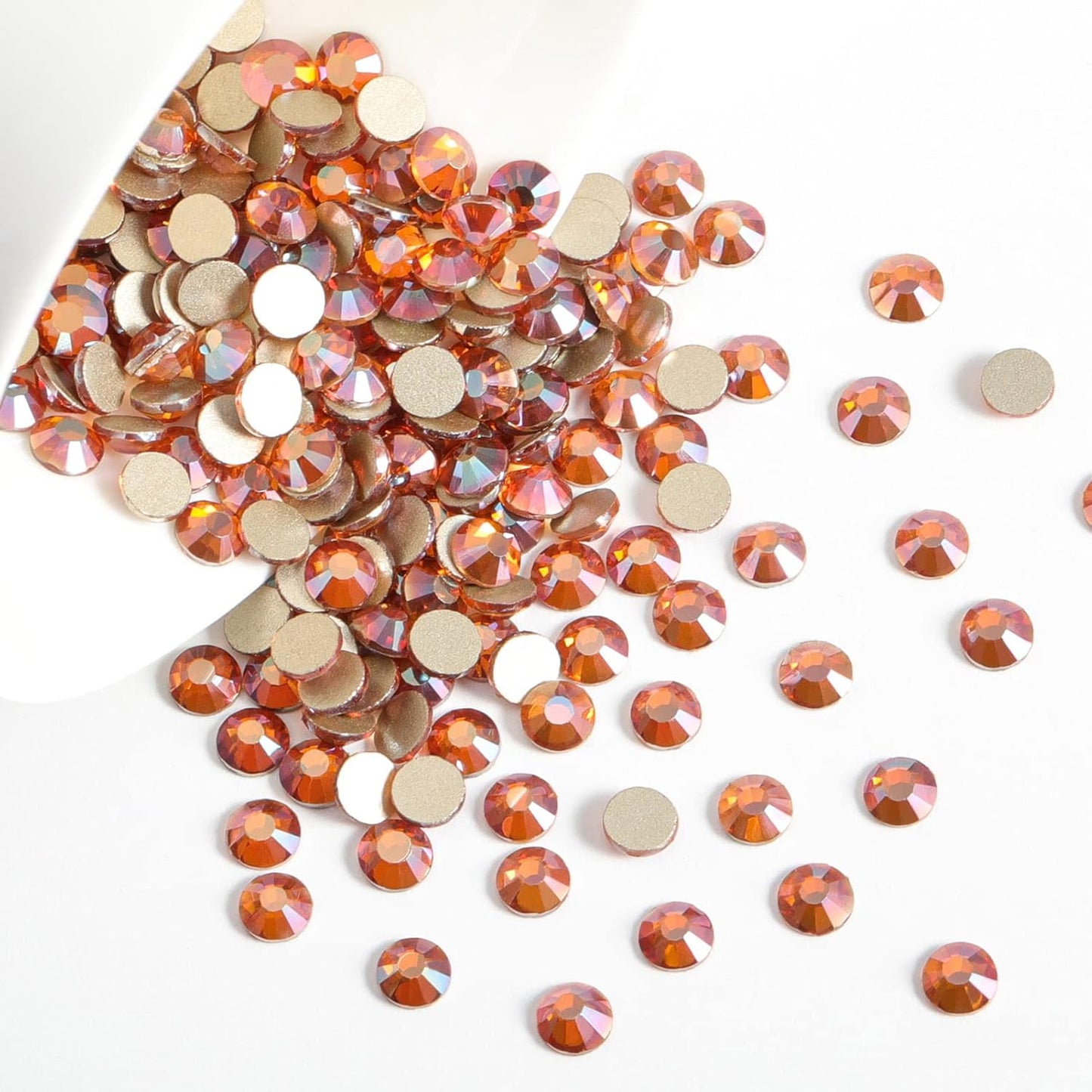 Beadsland 1440 Pieces Flat Back Crystal Rhinestones Round Gems,Amber,SS12,3.0-3.2mm
