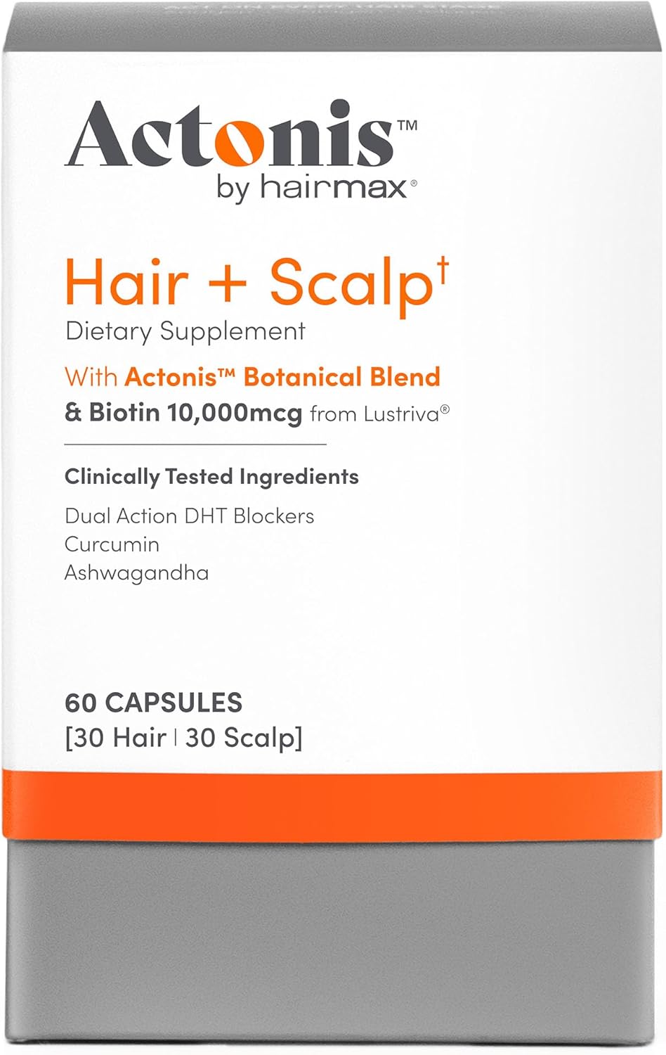Women & Men Hair Growth Supplement, Hair + Scalp Dual Action Nutraceutical, Lustriva™ + Biotin, Men & Women Thinning Hair Supplement, Saw Palmetto, 1 Month Supply
