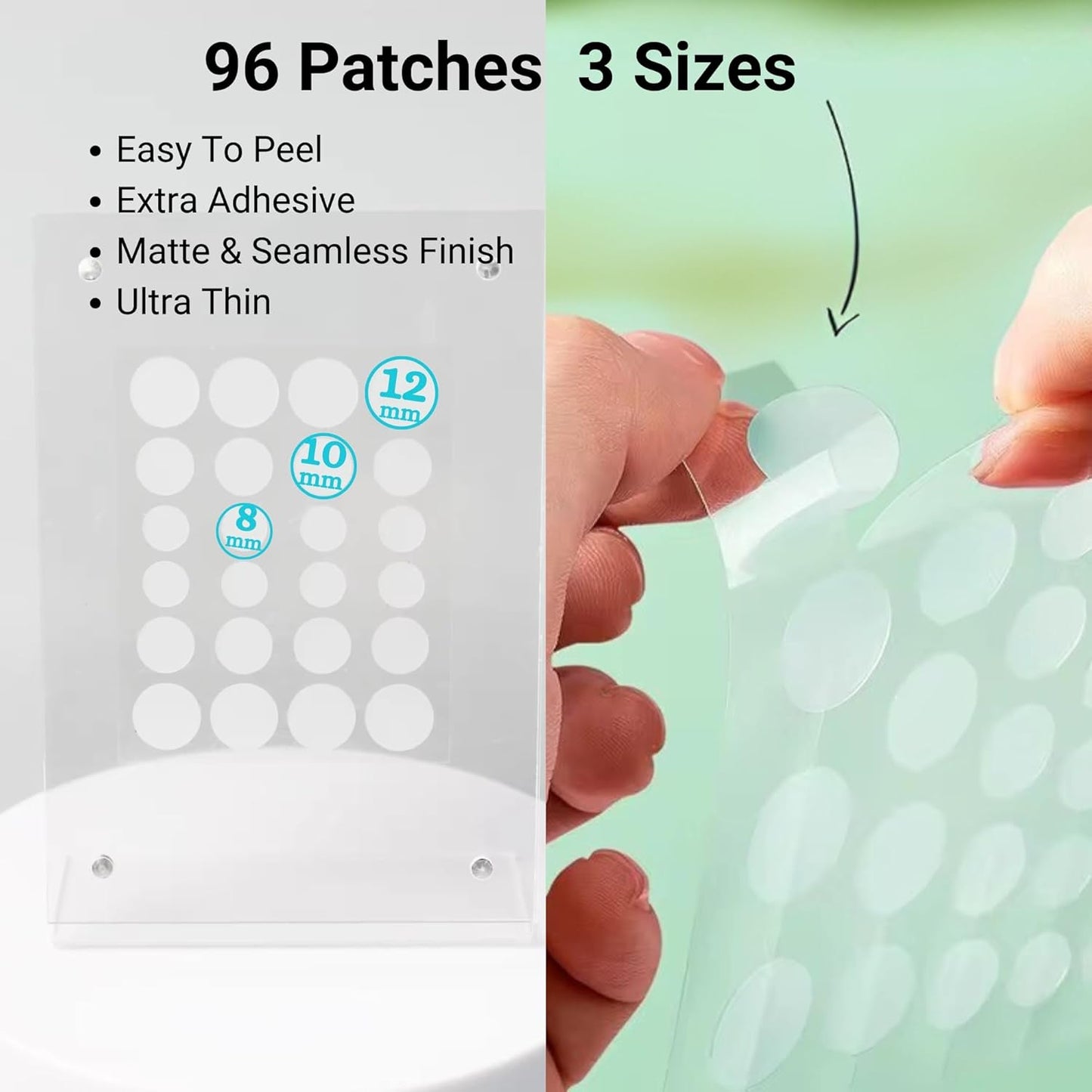 Miracle Patch - Invisible Pimple Patches for Face & Body,Fast-Acting Zit Stickers, Hydrocolloid Acne Treatment with Tea Tree Oil & Salicylic Acid–Waterproof, Hypoallergenic. 96 Counts 3 Sizes