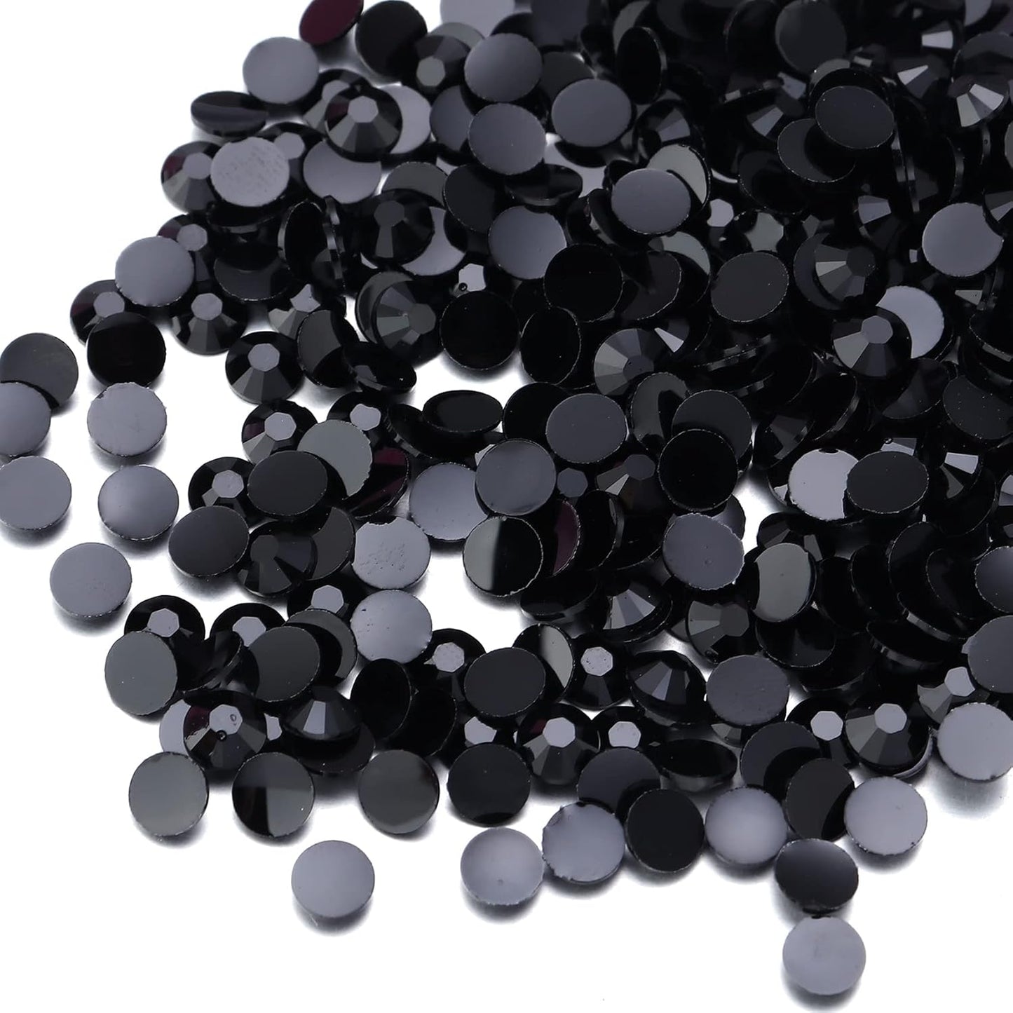 Multi Size 3mm 4mm 5mm Rhinestones Set for Nails Crafts Black Non Hotfix Rhinestone Nail Gems Rhinestones Round Flat Back Resin Rhinestone for Makeup Clothes Shoes Eyes Bottles Crafts