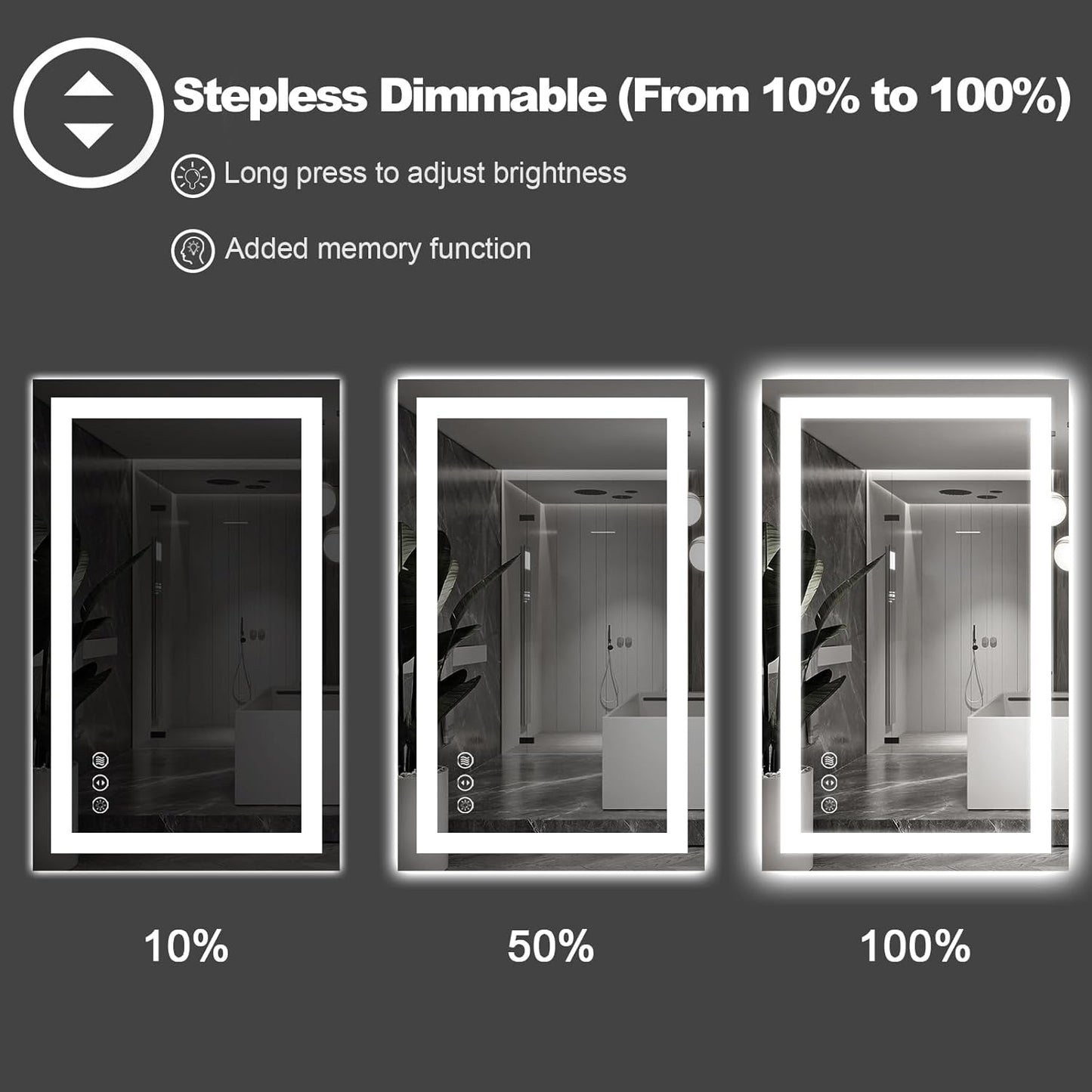 Amorho LED Bathroom Mirror 110" X40" with Front and Backlit, Stepless Dimmable Wall Mirrors with Anti-Fog, Shatter-Proof, Memory, 3 Colors, Double LED Vanity Mirror Large