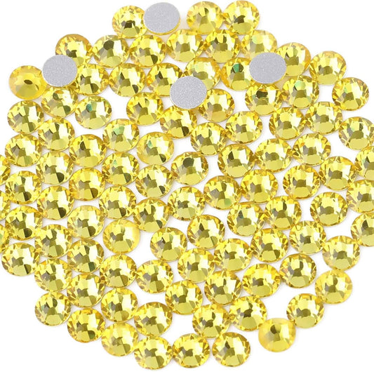 beadsland Flat Back Crystal Rhinestones Round Gems, Lemon Yellow (1.3-1.4mm) SS3/1440pcs