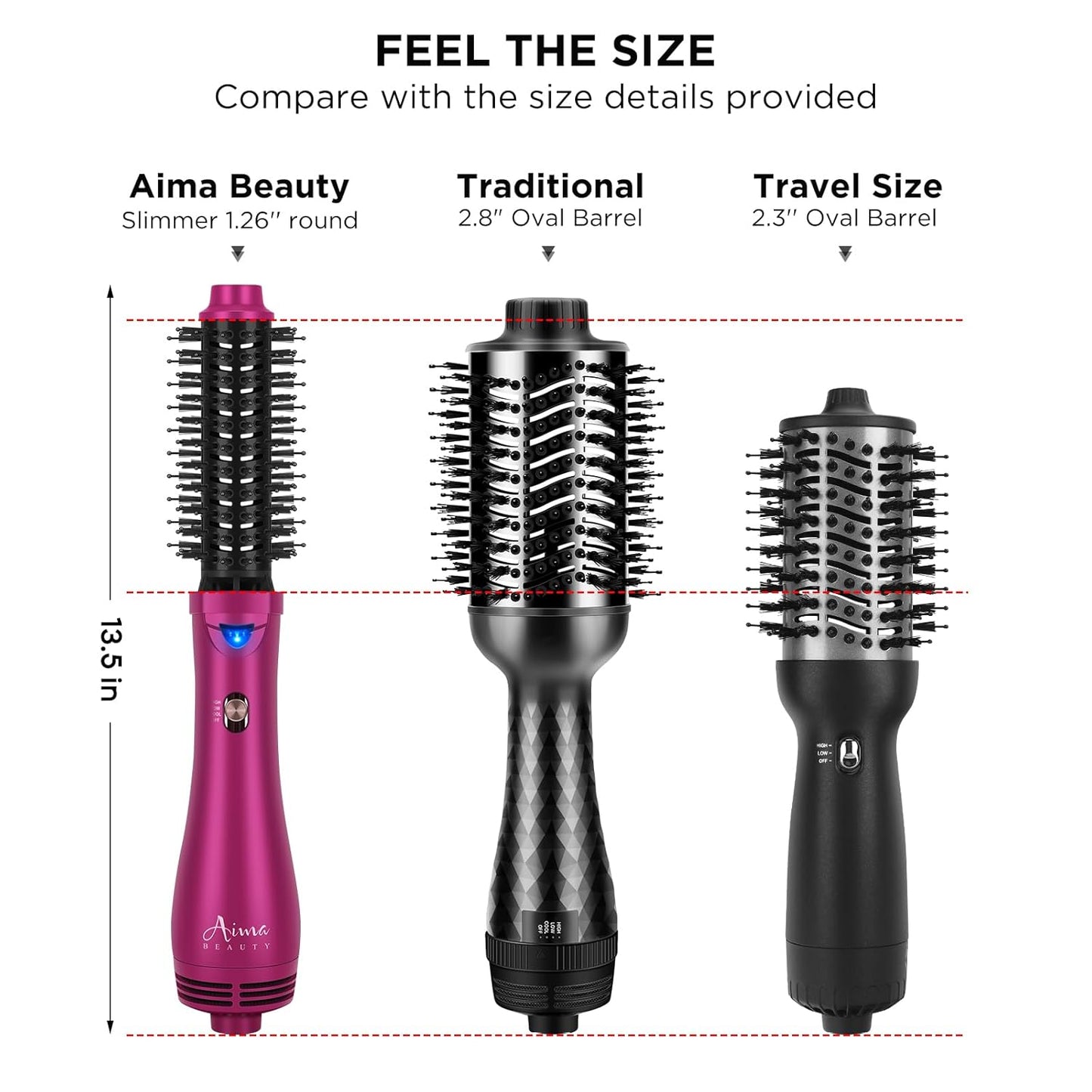 Aima Beauty One Step Hair Dryer & Volumizing Hot Air Brush, Ceramic Straightener Brush, Curler & Hot Comb 4 in 1 Salon Ionic Hair Brush, Rose Pink