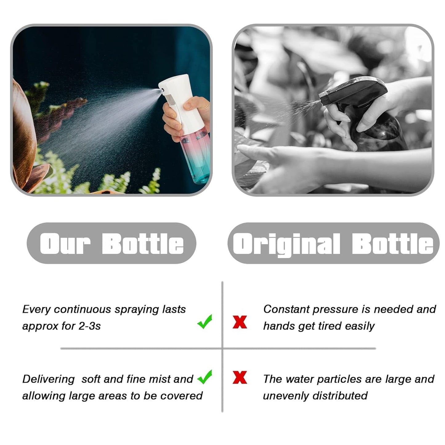 Spray Bottle for Hair (6.8OZ /200ML) Continuous Ultra Fine Mist Sprayer for Hair, Salons, Barber, Plants, Skin Care, Cleaning 2 Pack GRADIENT PINK BLUE