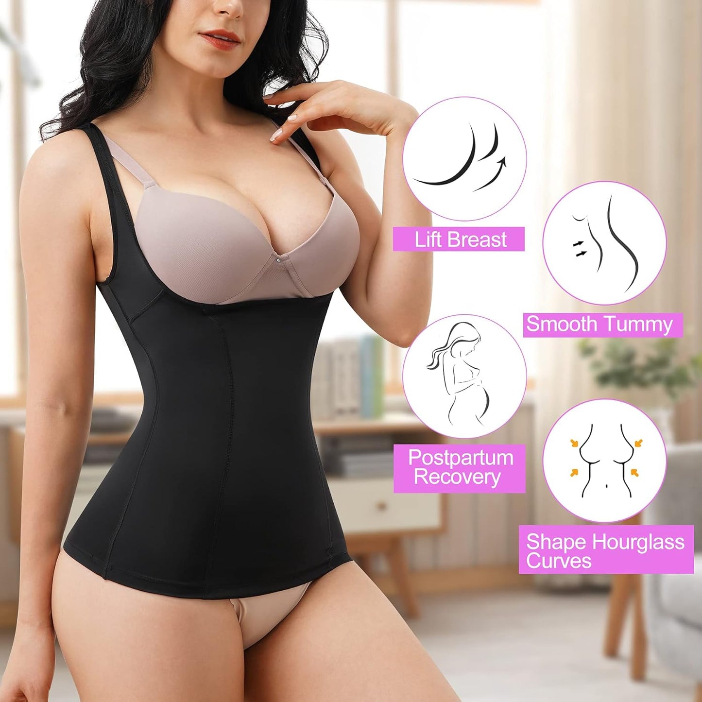 URSEXYLY Women Waist Trainer Shapewear Vest Seamless Body Shaper Tummy Control Workout Tank Top Corset