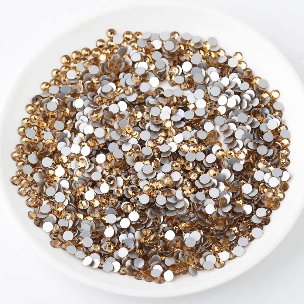 beadsland Flat Back Crystal Rhinestones Round Gems, Lt Colorado Topaz (3.8-4.0mm) SS16/1440pcs