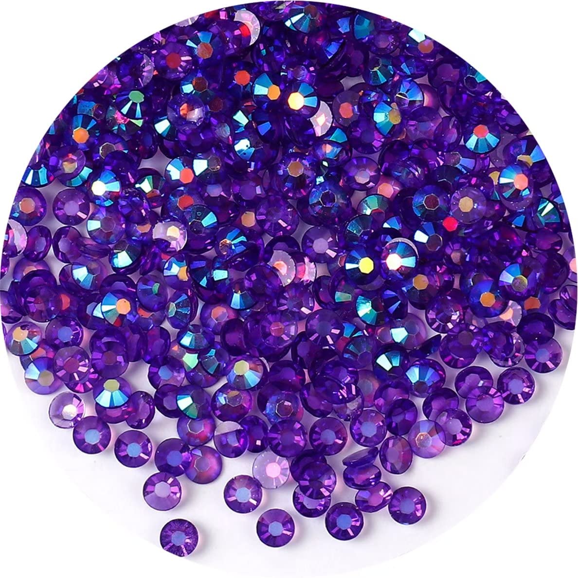 4500 Pcs SS12 3mm AB Flatback Rhinestones for Nails Art Crafts Transparent Glitter Round Gems Crystals DIY Clothes Shoes(Clear Dark Purple AB)