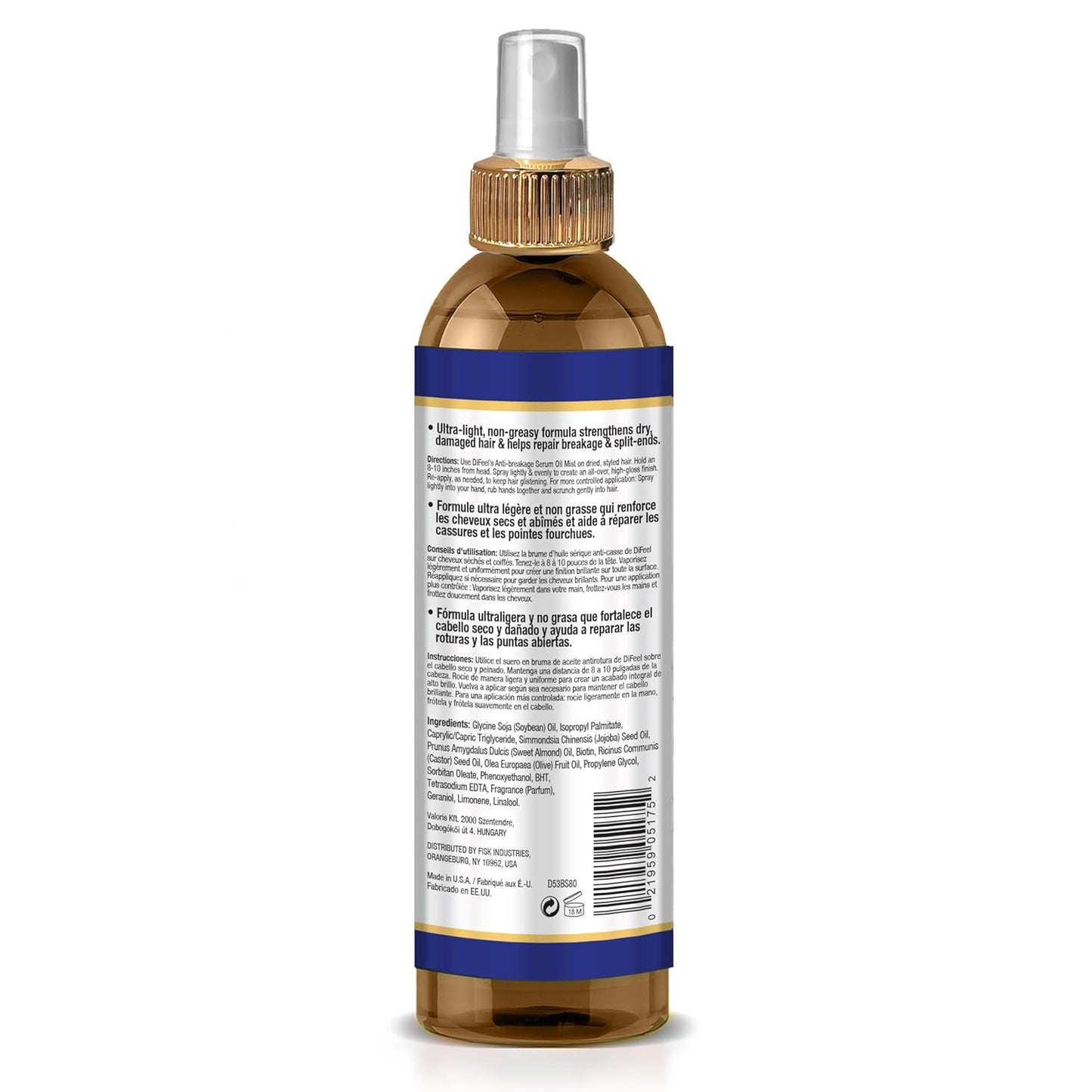 Difeel Biotin Anti-Breakage Serum Oil Mist 8 oz. - Nourishing Anti-Frizz Serum, Lighweight Hair Oil Mist for Frizz and Hair Breakage, Improves Shine