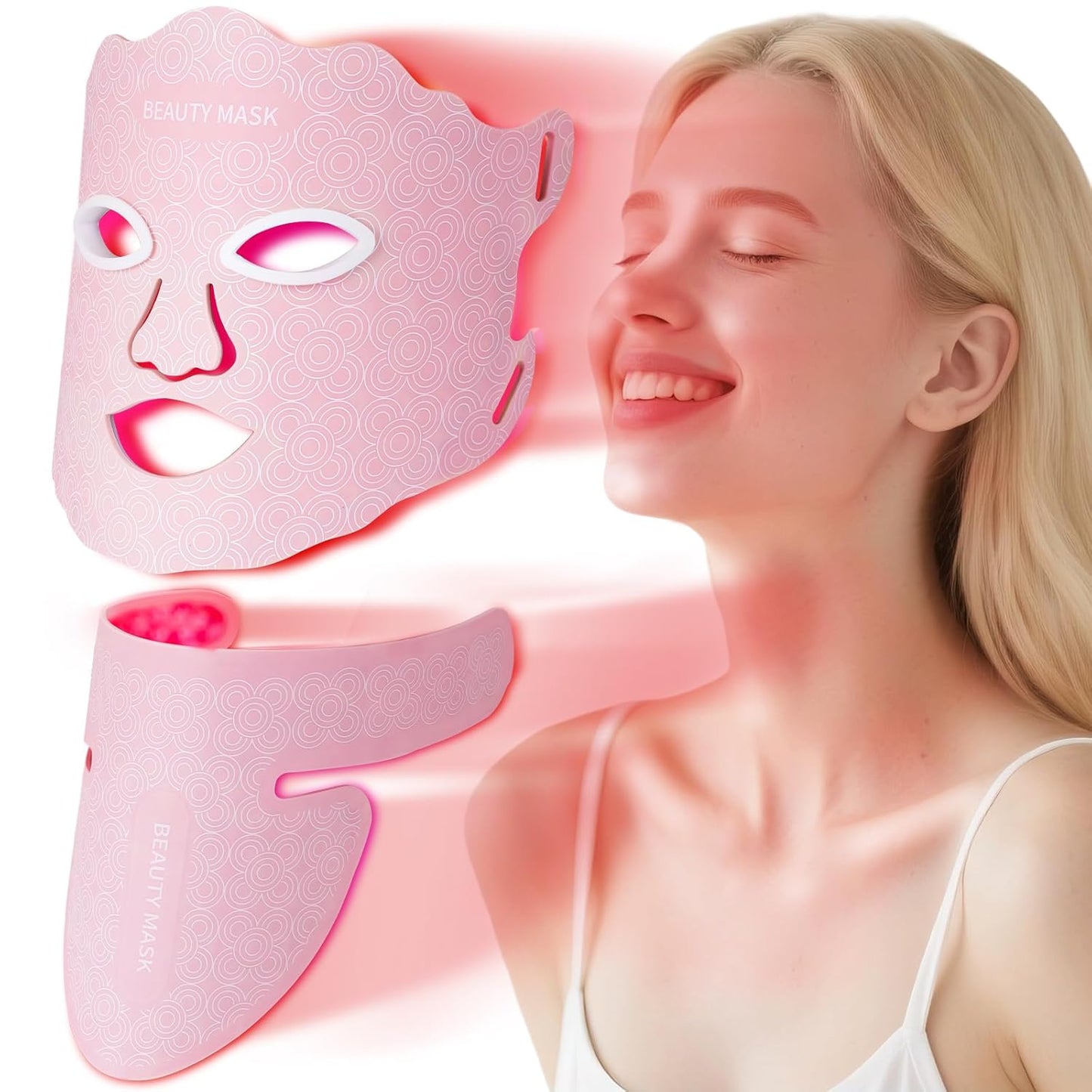 Red Light Therapy for Face and Neck, Led Face Mask Light Therapy, 7 Colors Light Therapy for Face & Neck, Red Light Therapy Mask for Skin Improve, Firm and Sooth, Professional Skin Care at Home