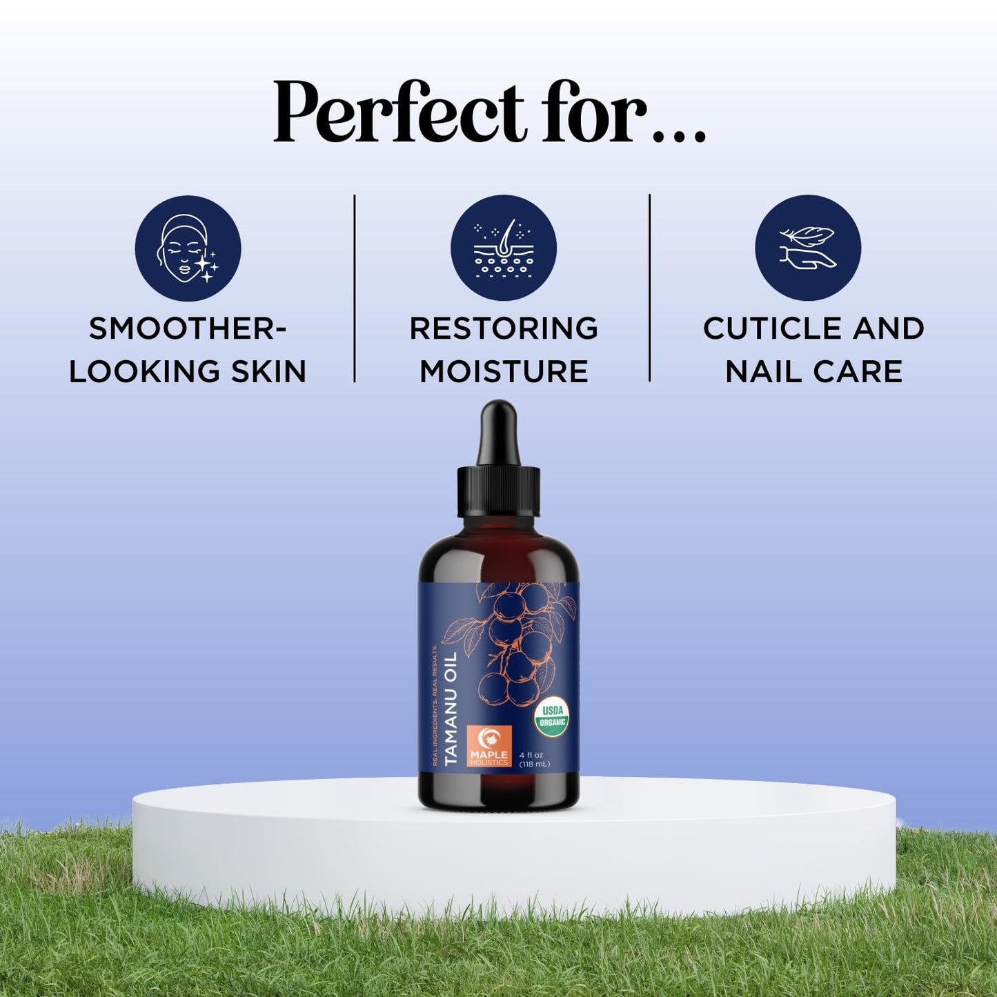 100% Pure Organic Tamanu Oil - Cold Pressed Tamanu Oil Organic for Skin and Hair Care - Virgin Unrefined Non-GMO Vegan & Cruelty Free Skin and Face Moisturizer - Dermatologist-Tested (4 Fl Oz)