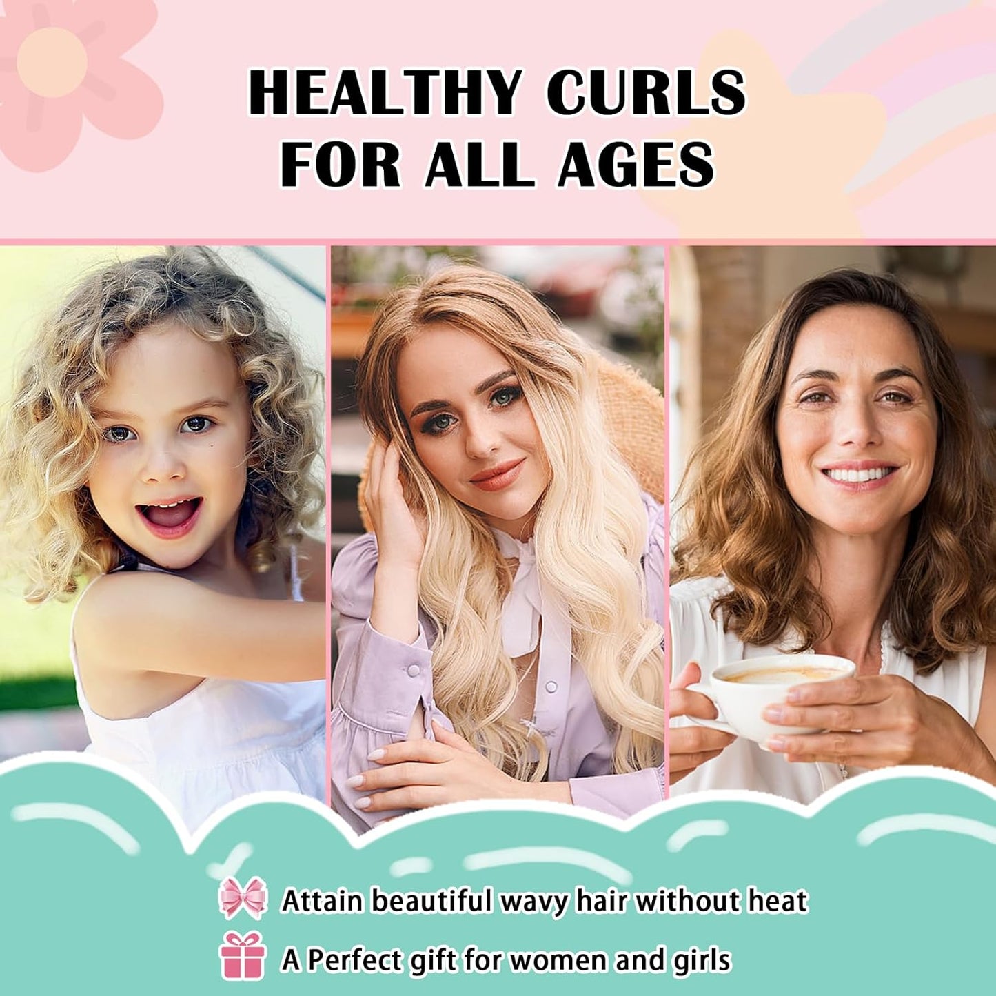 Satin Heatless Curls Overnight Hair Curlers to Sleep In Hair Curler Rollers No Heat Hair Wrap for Curls Headband, 70" Satin Heatless Curling Rod Set for Women Long Waves Hair Volume-Purple 9PCS