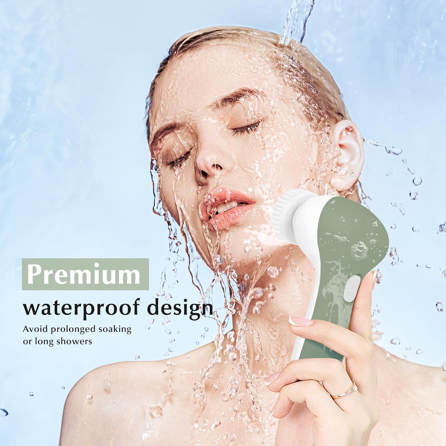 COSLUS Facial Cleansing Brush Silicone Face Scrubber: 7 in 1 FBS-D Electric Exfoliating Rotating Massage Device Waterproof Deep Cleaning Exfoliation Spa Machine - Electronic Skin Care Wash System