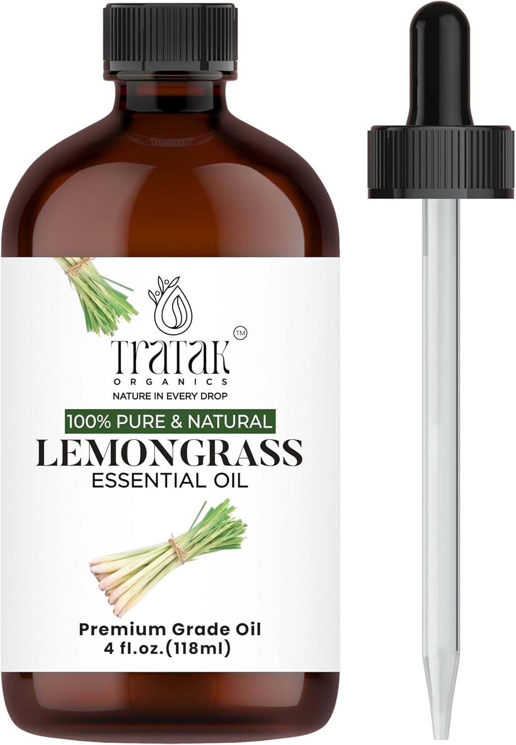Lemongrass Essential Oil, 100% Pure and Natural Oil with Premium Glass Dropper, Undiluted Essential Oil for Aromatherapy, Diffuser, Humidifier, Oil for Skin & DIYs, Huge 4 fl oz (Pack of 2)