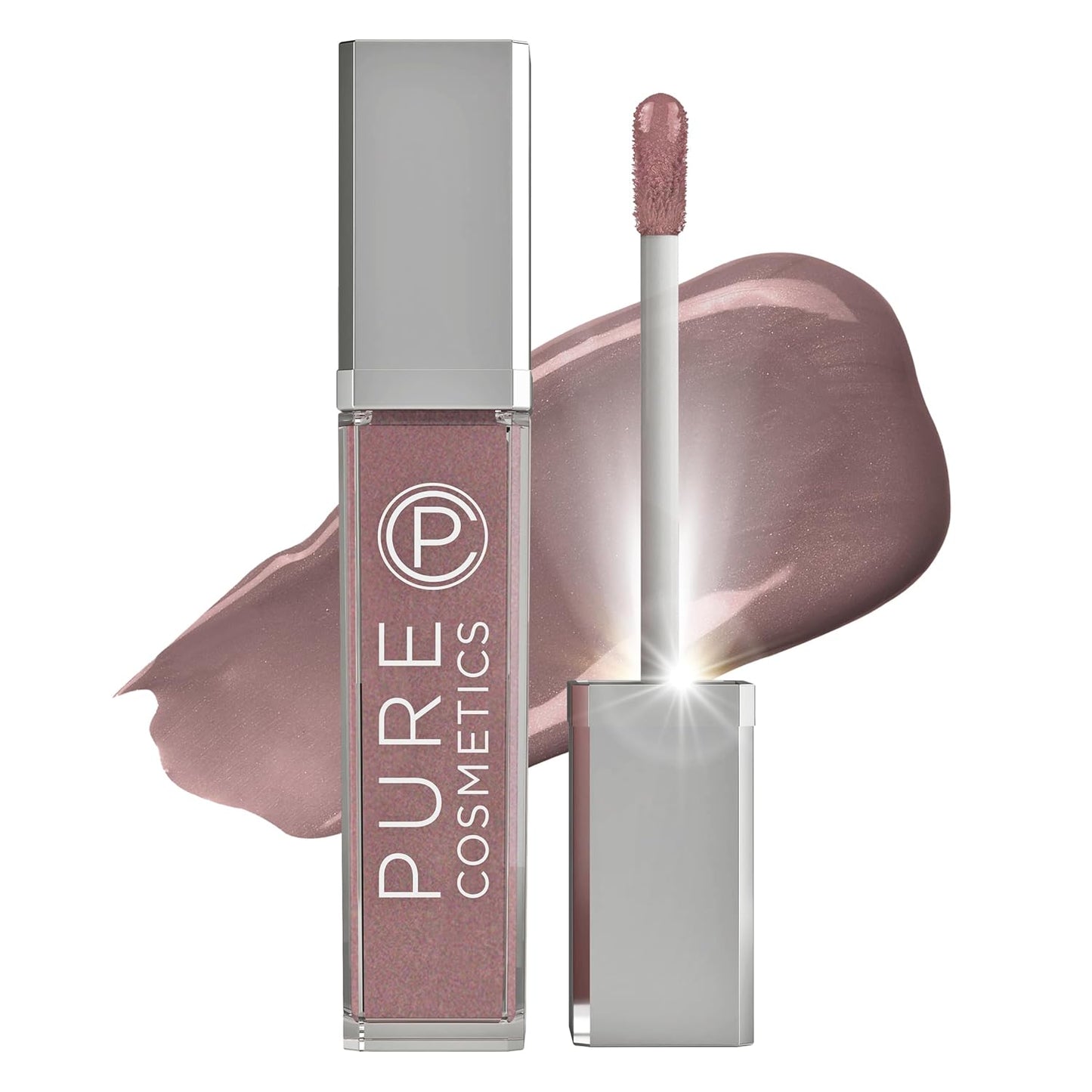 Pure Cosmetics Pure Illumination Lip Gloss - LED-lit Applicator w/Side Mirror - Non-Sticky, Moisturizing & Hydrating Lip Glosses - Soothes & Heals Dried Chapped Lips (Cosmic Latte)