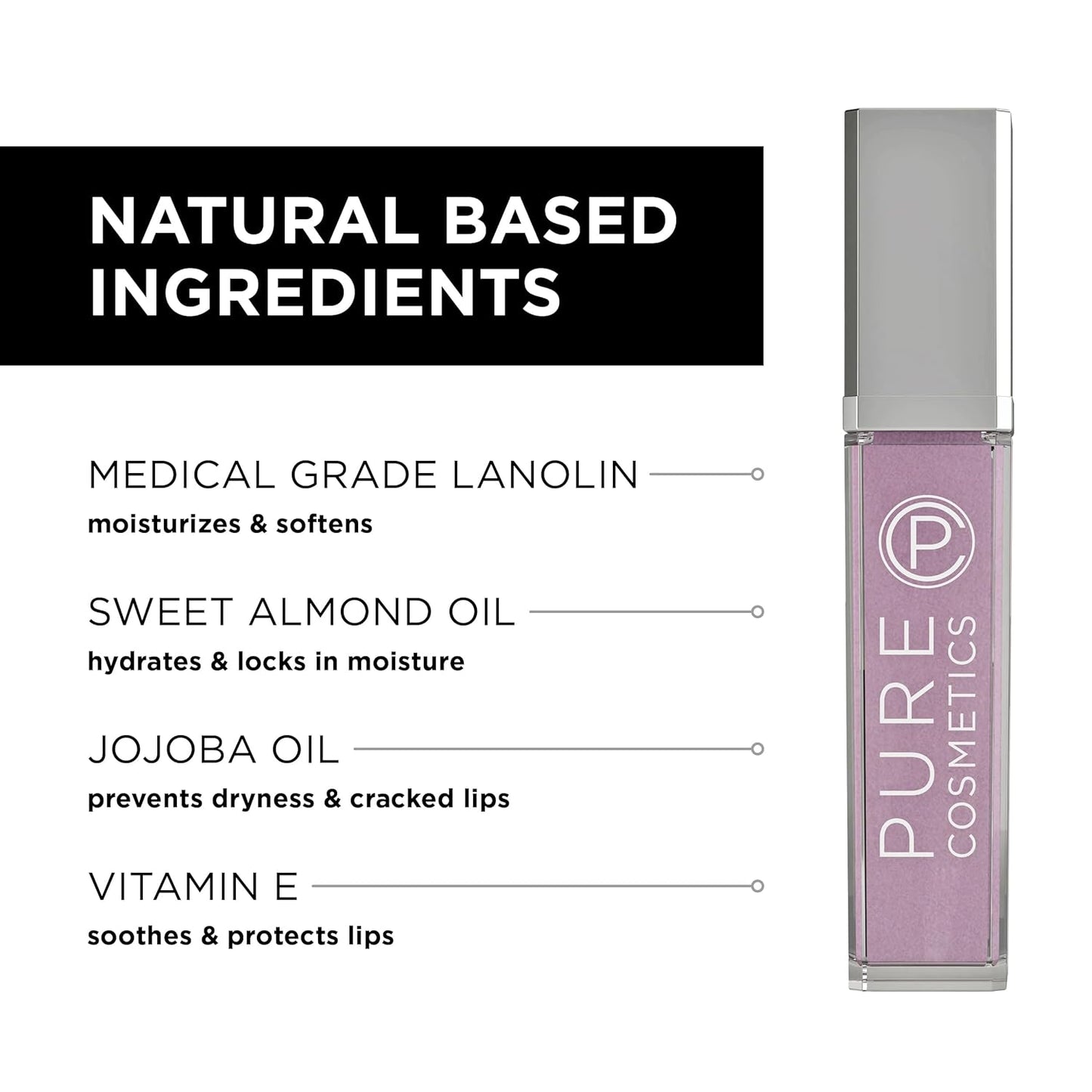 Pure Cosmetics Pure Illumination Lip Gloss - LED-lit Applicator w/Side Mirror - Non-Sticky, Moisturizing & Hydrating Lip Glosses - Soothes & Heals Dried Chapped Lips (Passion)