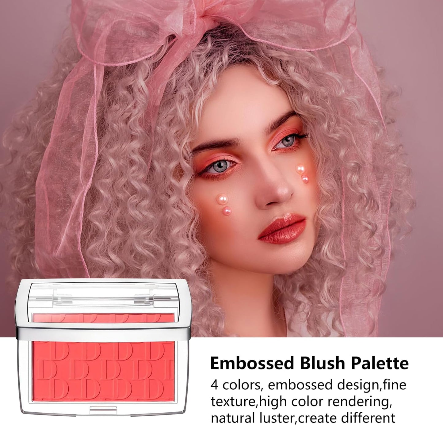 Embossed Blush, Palette Pink Dark Powder Blush Palette