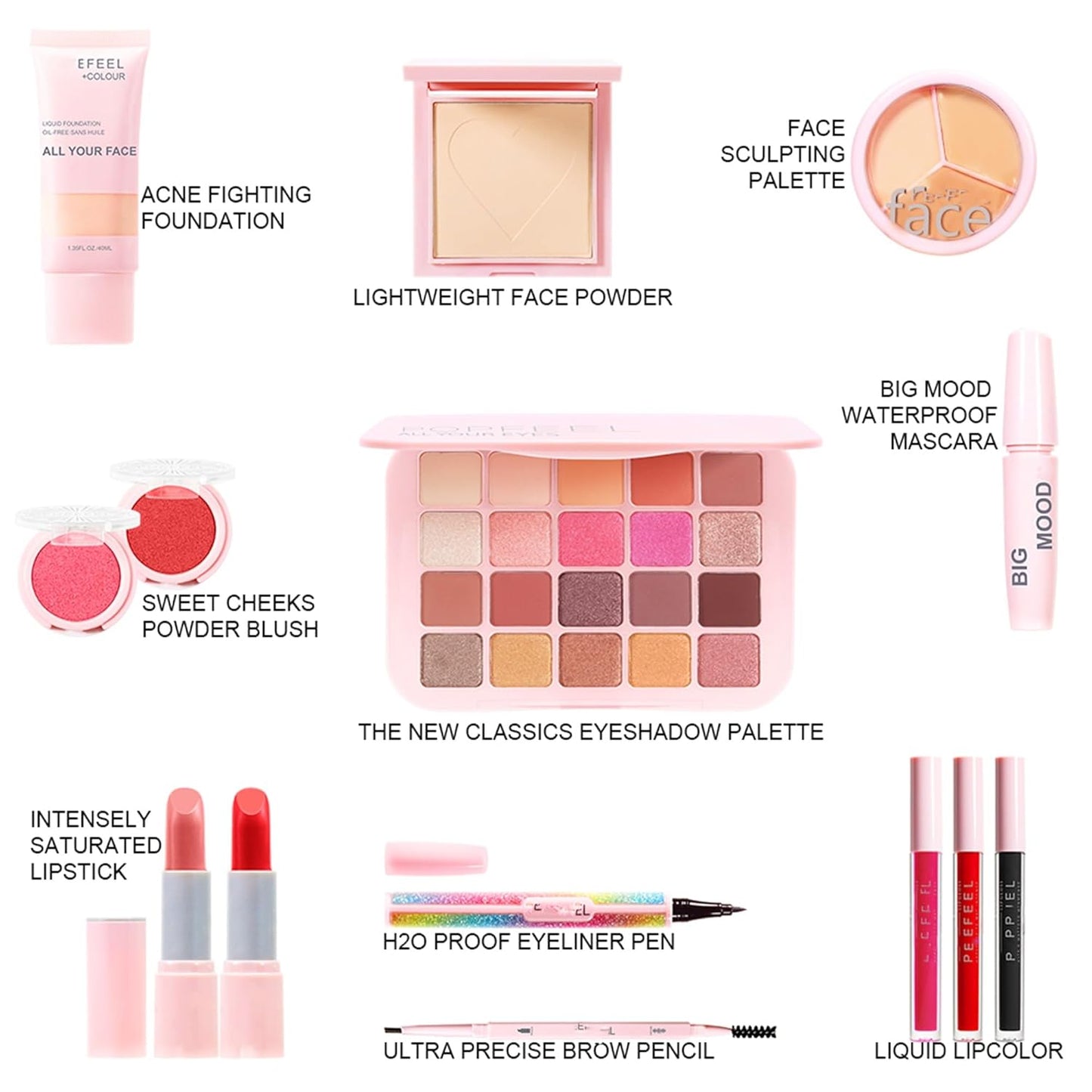 All In One Makeup Kit,Makeup Gift Set for Women Beginners,20 Colors Eyeshadow Palette, Lipstick, Eyebrow Pencil, Eyeliner & Mascara, Concealer Foundation Makeup Kit for Girls.