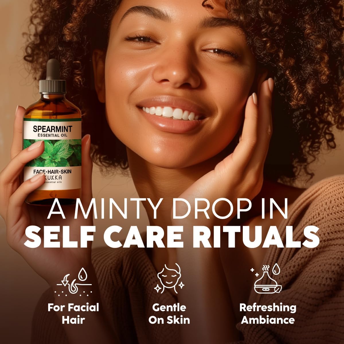 Kukka Spearmint Oil for Facial Hair - 4 Fl Oz - Aromatherapy Spearmint Essential Oil for Skin & Hair Care, Diffuser, Bath Bombs, Soaps and Candles, DIY Soap Making Scents