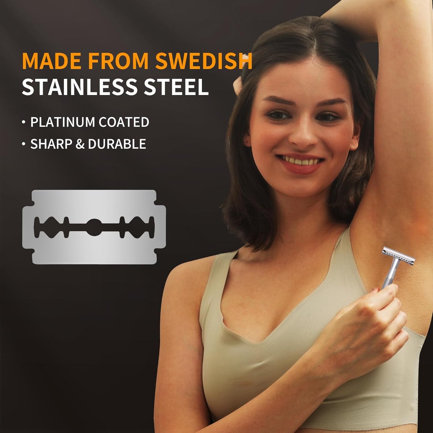 Gearhub Premium 200 Count Double Edge Safety Razor Blades Refills Swedish 13C26 Stainless Steel Platinum Coated, Mild to Medium Sharpness for Smooth Shaves