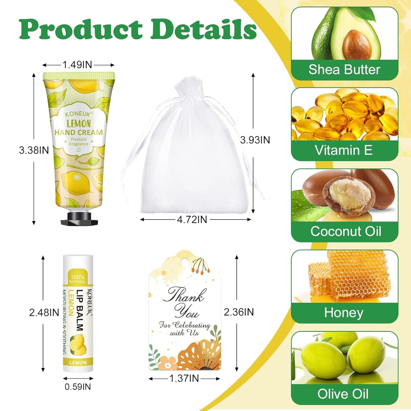 36 Pack Hand Cream Bulk and Lip Balm Bulk Sets, Bridesmaid Gifts, Thank You Gifts and Bridal Shower Gifts for Guests with Thank You Card Organza Bags, Birthday Gifts, Bulk Gifts, Small Gifts for Women