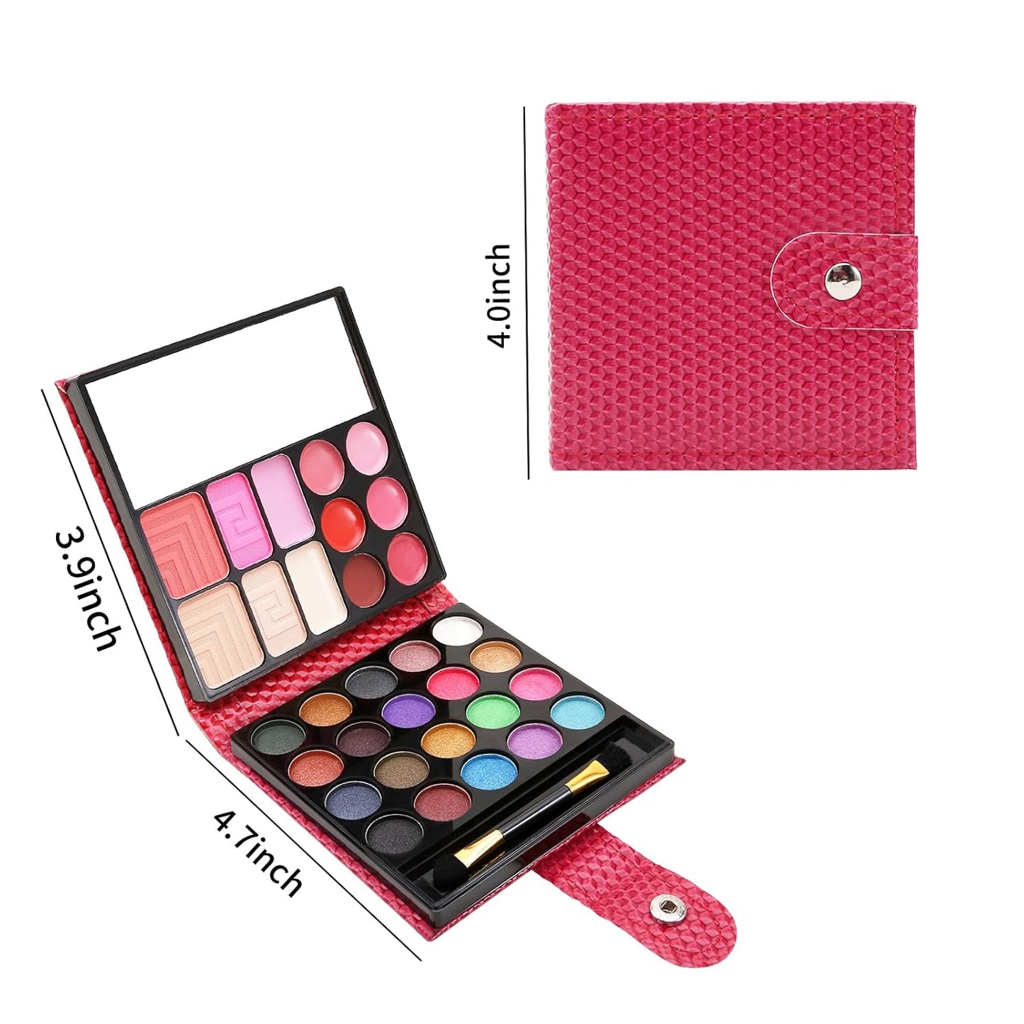 Boobeen All in 1 Makeup Palette kit - Colorful Eye Shadow Palette, Lip Gloss, Blush and Contour Powder to Define Face Shape, with Mirror&Brush, Make Up Gift for Women