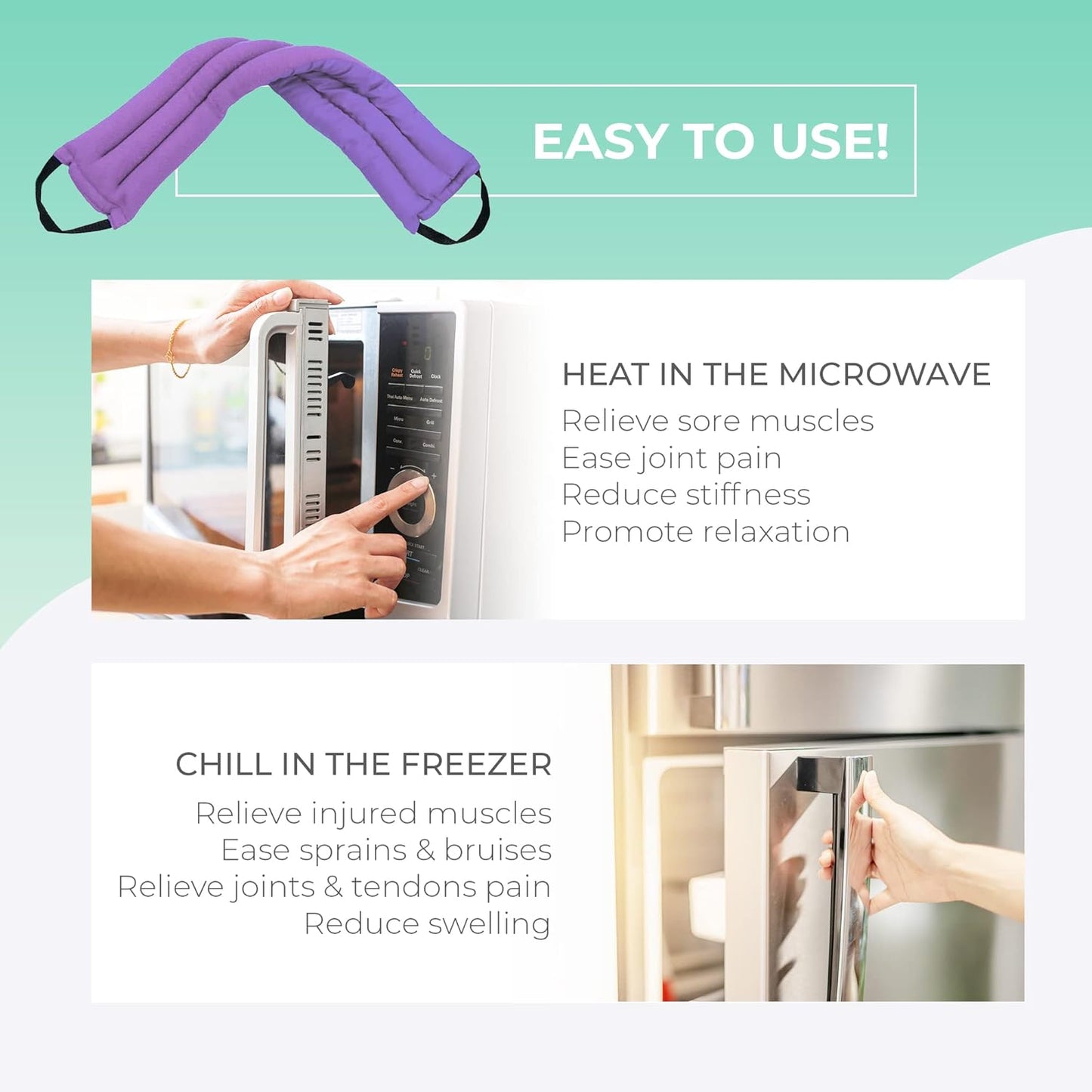 Microwavable Heating Pads for Lower Back, Neck, and Shoulder Pain Relief - Moist Microwave Heating Pad for Muscles and Joints - Microwave Hot Pack Heat Pad for Cramps -3 Heat Pack Purple