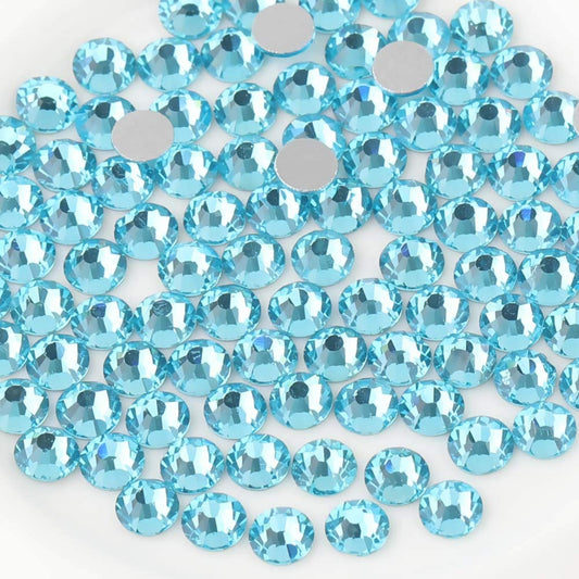 beadsland Flat Back Crystal Rhinestones Round Gems, Aquamarine (4.6-4.8mm) SS20/1440pcs