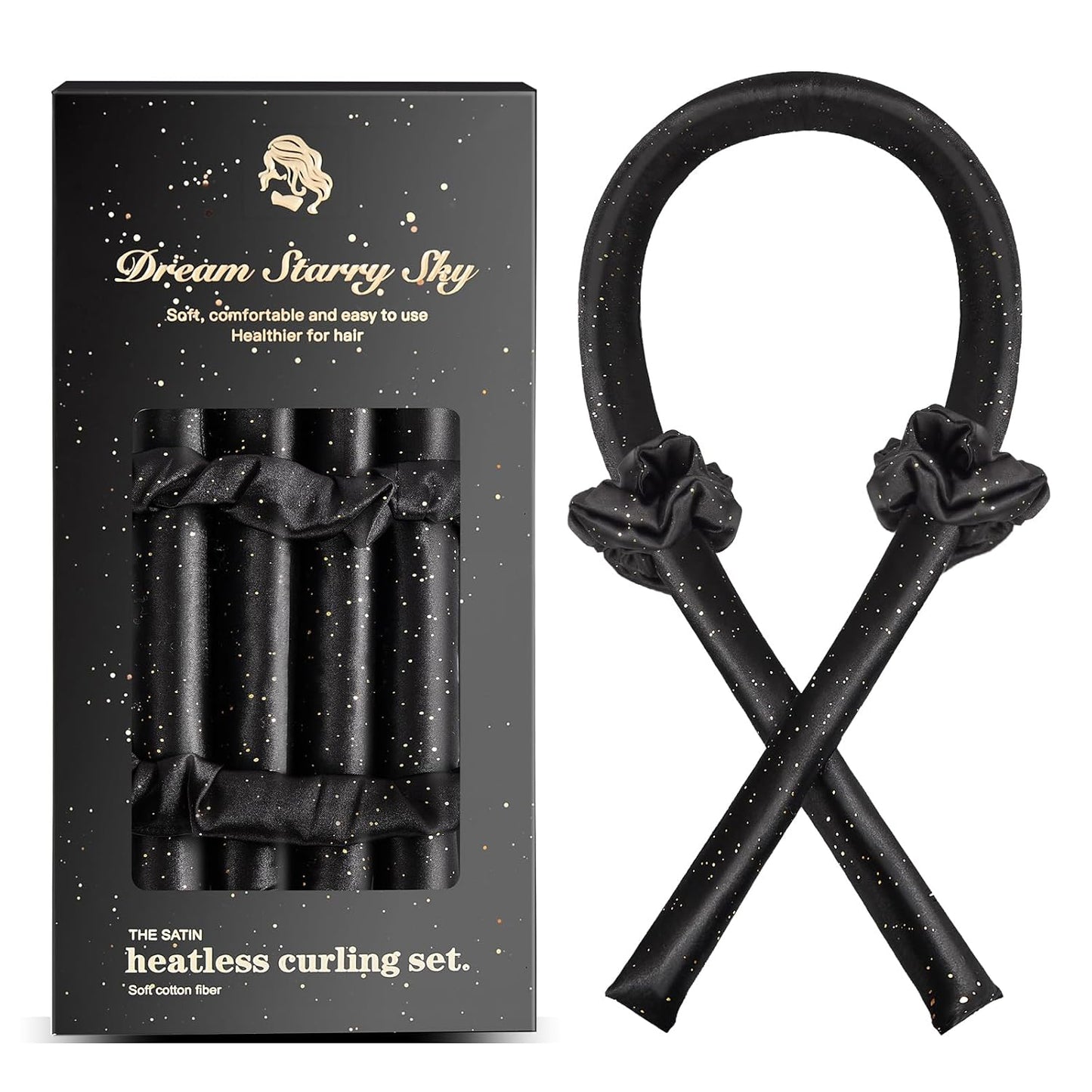 Satin Heatless Curling Set - Hair Rollers for Curls Heatless Hair Curlers & Hot Rollers Hair Curlers to Sleep in Curling Rod Headband Curler (Dreamy Starry Sky)