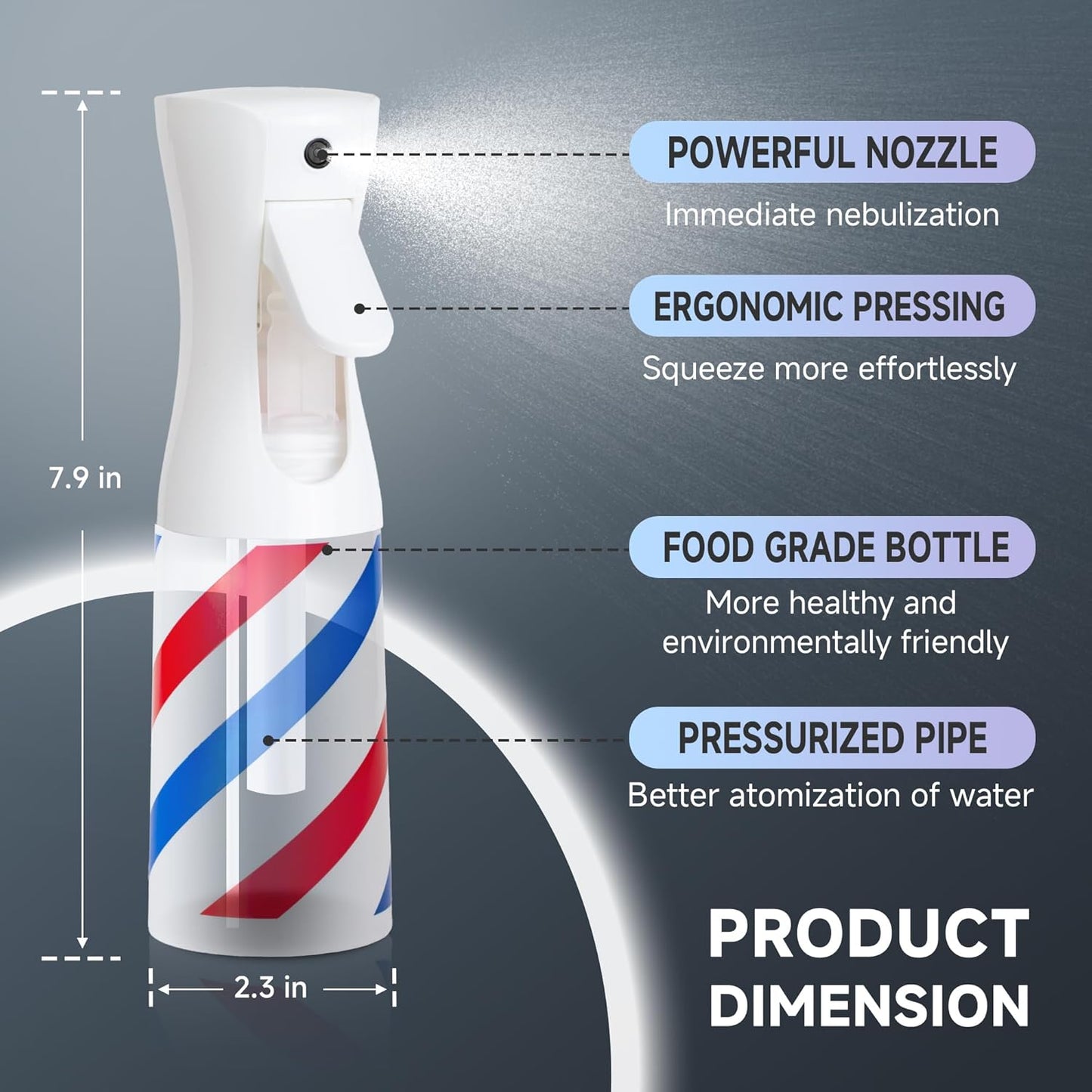 Spray Bottle for Hair (6.8OZ /200ML) Continuous Ultra Fine Mist Sprayer for Hair, Salons, Barber, Plants, Skin Care, Cleaning (Barber,1 Pack)