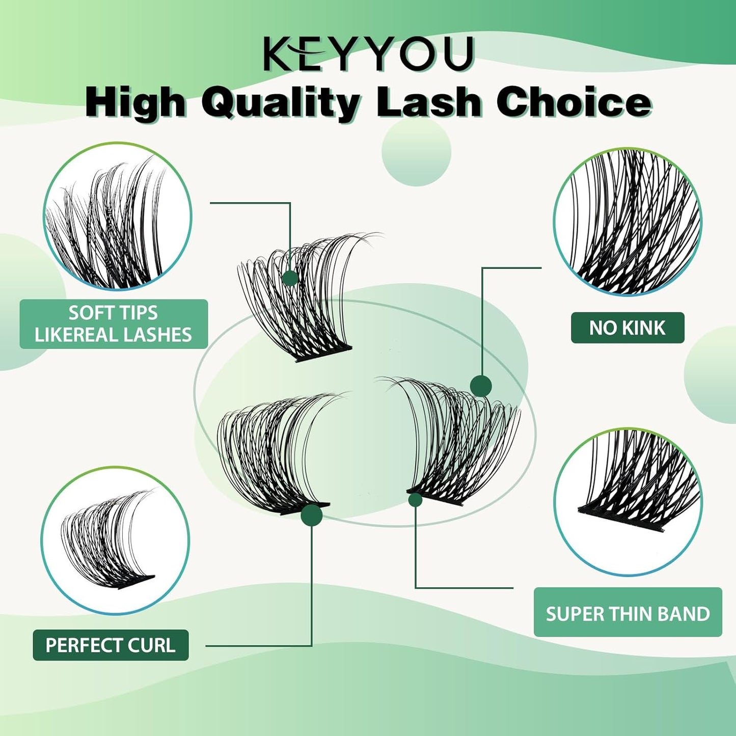Lash Clusters 96pcs Individual Lashes D Curl 10mm Cluster Lashes KEYYOU Volume Wispy Lash Extension Soft&Comfortable Easy DIY at Home(Y11 D-10mm)