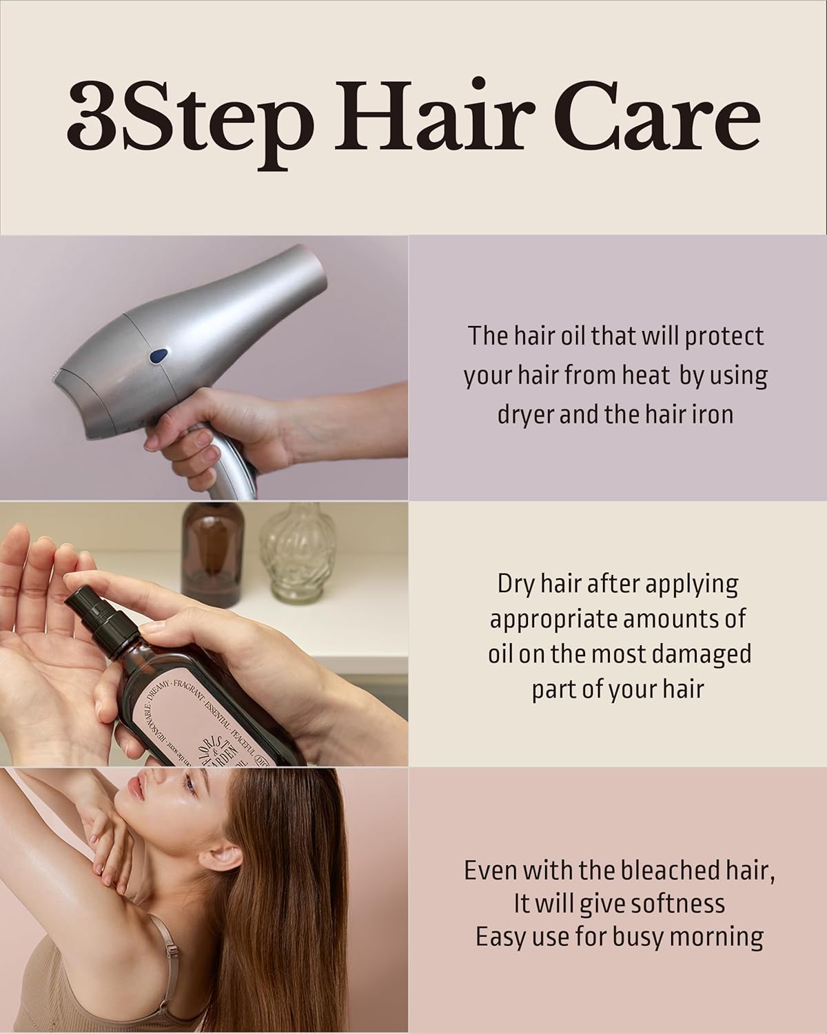 ODID Milk Protein Intensive Perfume Hair Oil - Korean Anti Frizz Nourishing & Smoothing Hair Serum - Refreshing & Sweet Floral Scent - with 10,000ppm Argan Oil & 6 Plant-Based Oils, 3.38 fl.oz.