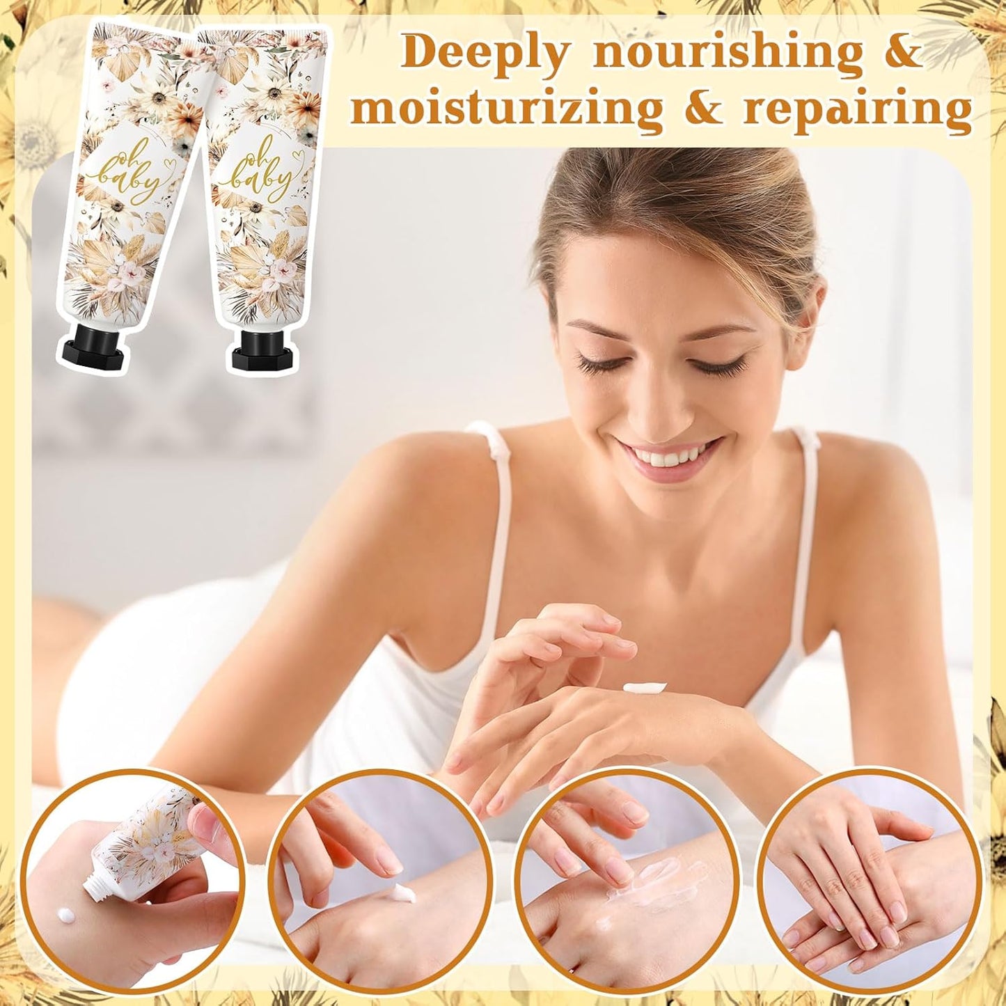 48 Sets Baby Shower Hand Cream Party Favors for Guests Gift Bulk Travel Size Hand Lotion Set for Baby Shower Wedding Christmas(Boho)