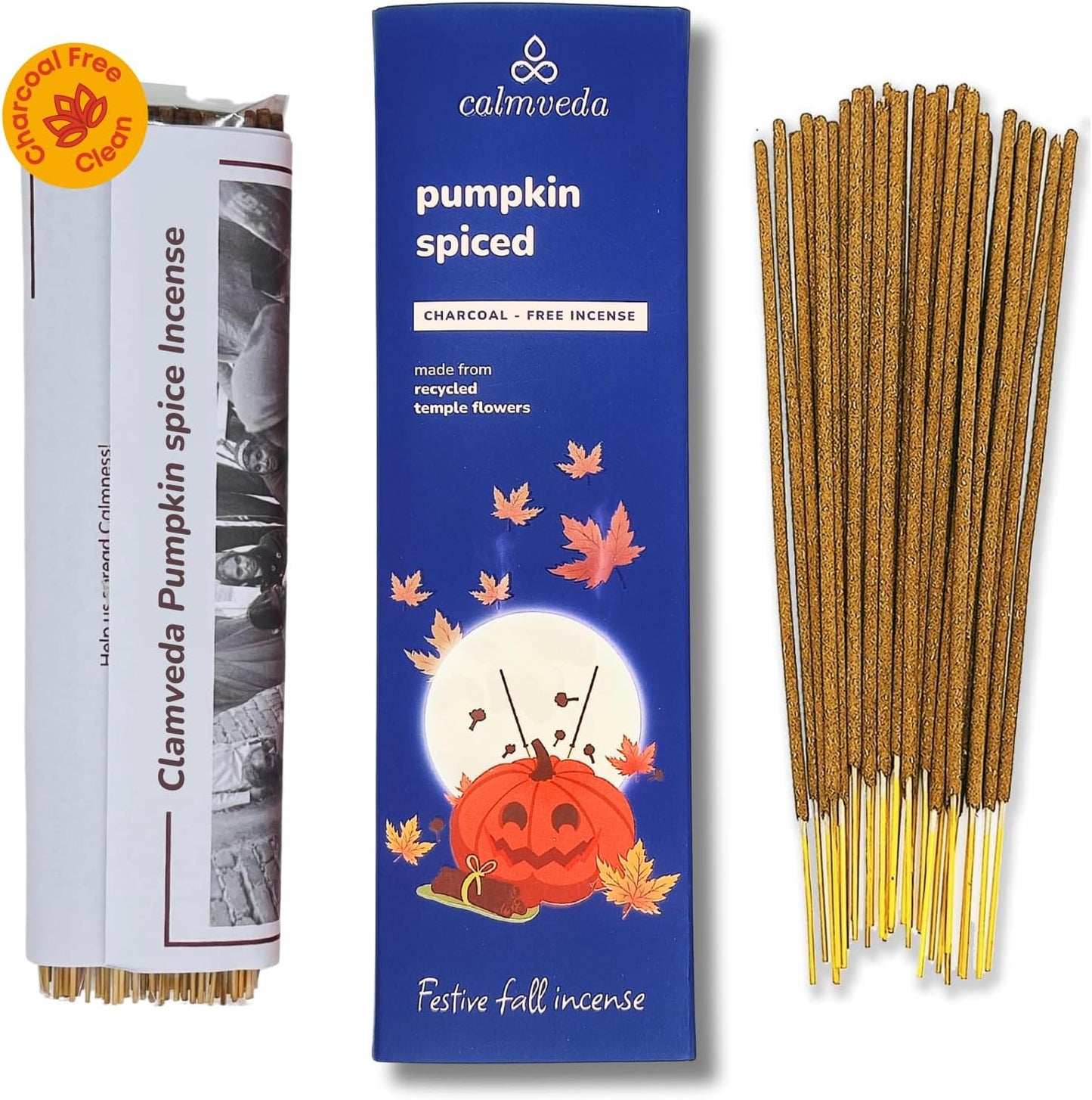 Winter Pumpkin Spice Incense Sticks - (80 Insenses) Charcoal Free,Made from Upcycled Flowers | Fall with Fruity-Spicy Aroma,Create Spooky Pagan Decor These Halloween