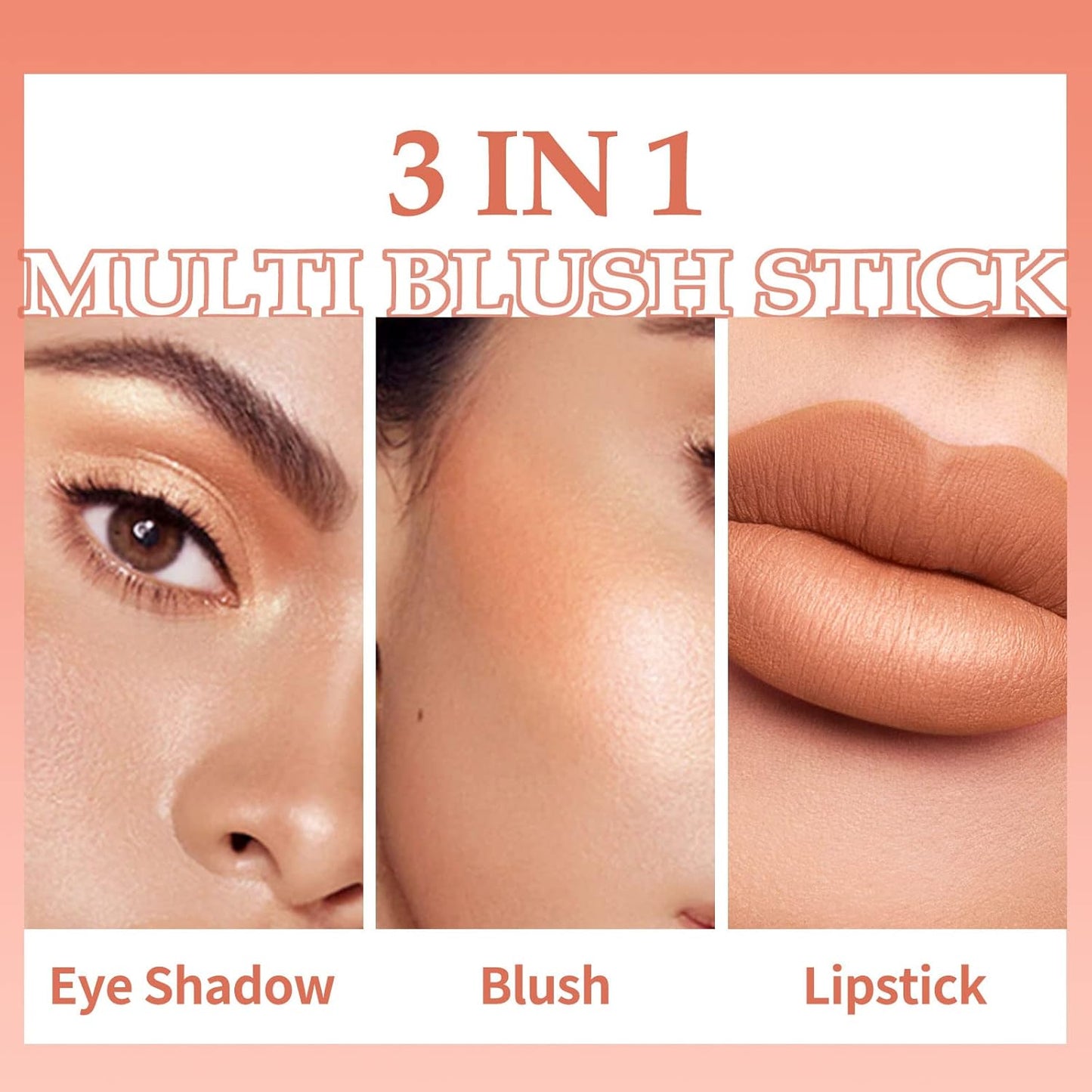 Boobeen Cream Blush Stick for Cheek Makeup, Multi Stick Makeup Face Blush Stick Matte Natural, Lightweight Buildable Blush Makeup Stick for Cheeks Eyes and Lips, Nude Creamy Formula