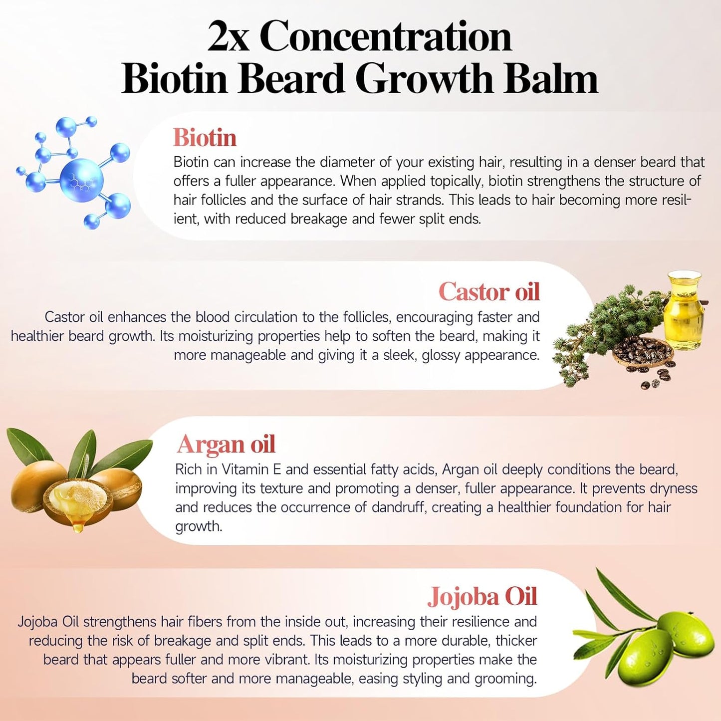 Beard Balm for Men & Conditioning Beard Wax - Made with Castor Oil Natural and Organic Ingredients - Hydrates & Thickens Facial Hair Growth- 2 Ounce Tin (Vanilla)