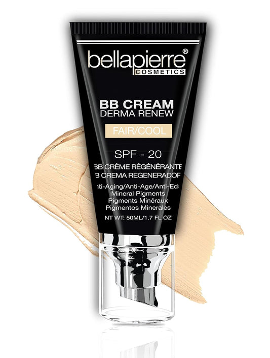bellapierre BB Cream with SPF 20 - Tinted Sunscreen, Concealer, Matte Foundation, & Moisturizing Face Cream | Lightweight Formula + Pump Top Applicator | Non-Toxic & Paraben Free | 1.7 Oz - Fair Cool