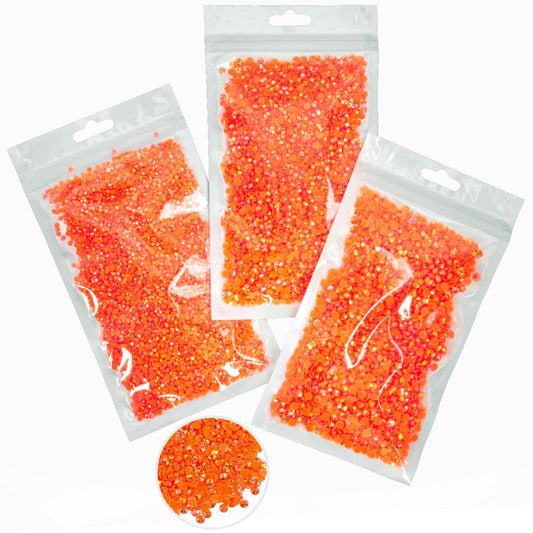16000PCS Neon Orange AB Resin Rhinestones for Crafting 3mm 4mm 5mm Orange Red Flatback Jelly Stones Bulk SS10 SS16 SS20 Diamonds Gems for Nails Face Eyes Makeup Tumblers Bottles Crafts Clothes Shoes