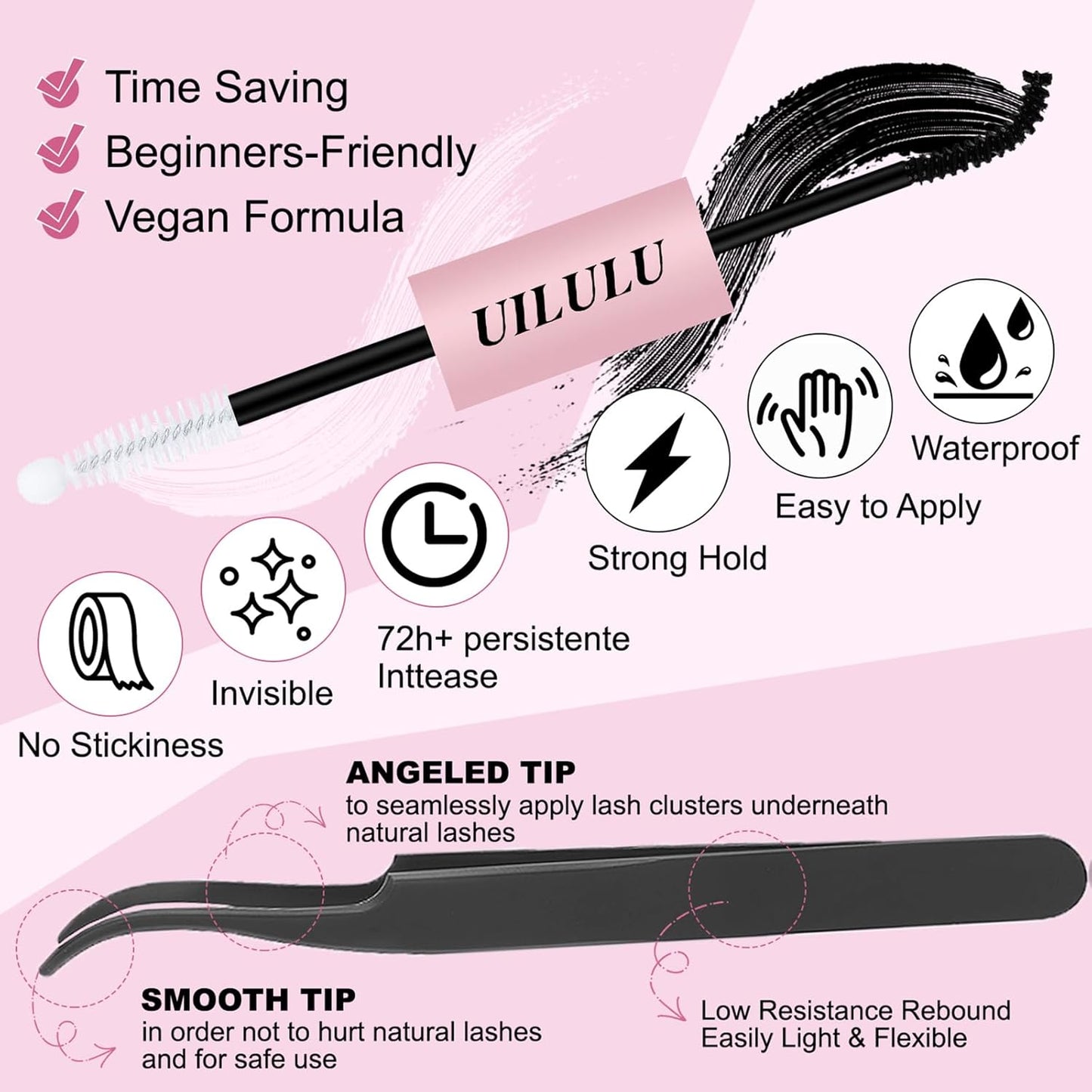 Lash Clusters kit 10-18mm DIY Lash Extension Kit 120 D Curl Lash Clusters 0.07D Wispy Individual Lashes Clusters False Eyelashes Eye Lash Extension Lash Kits Extensions Kit U05 Kit