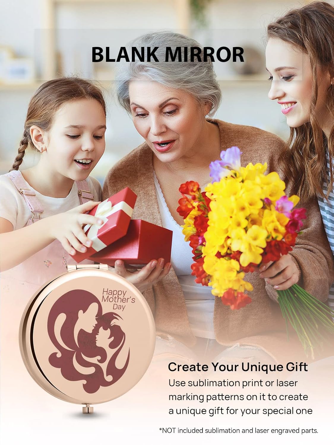 Compact Mirror for Purse, Set of 24 Double-Sided 1X/2X Magnifying Metal Pocket Makeup Mirrors(Round, Rose Gold)