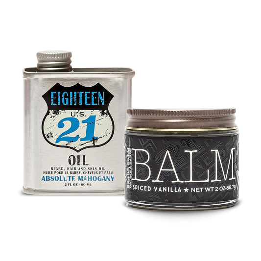 18.21 Man Made Absolute Mahogany Beard Oil & Beard Balm 2-Set Bundle, All Hair & Skin Types for Men, Strengthens and Moisturizes in a Manly Aroma